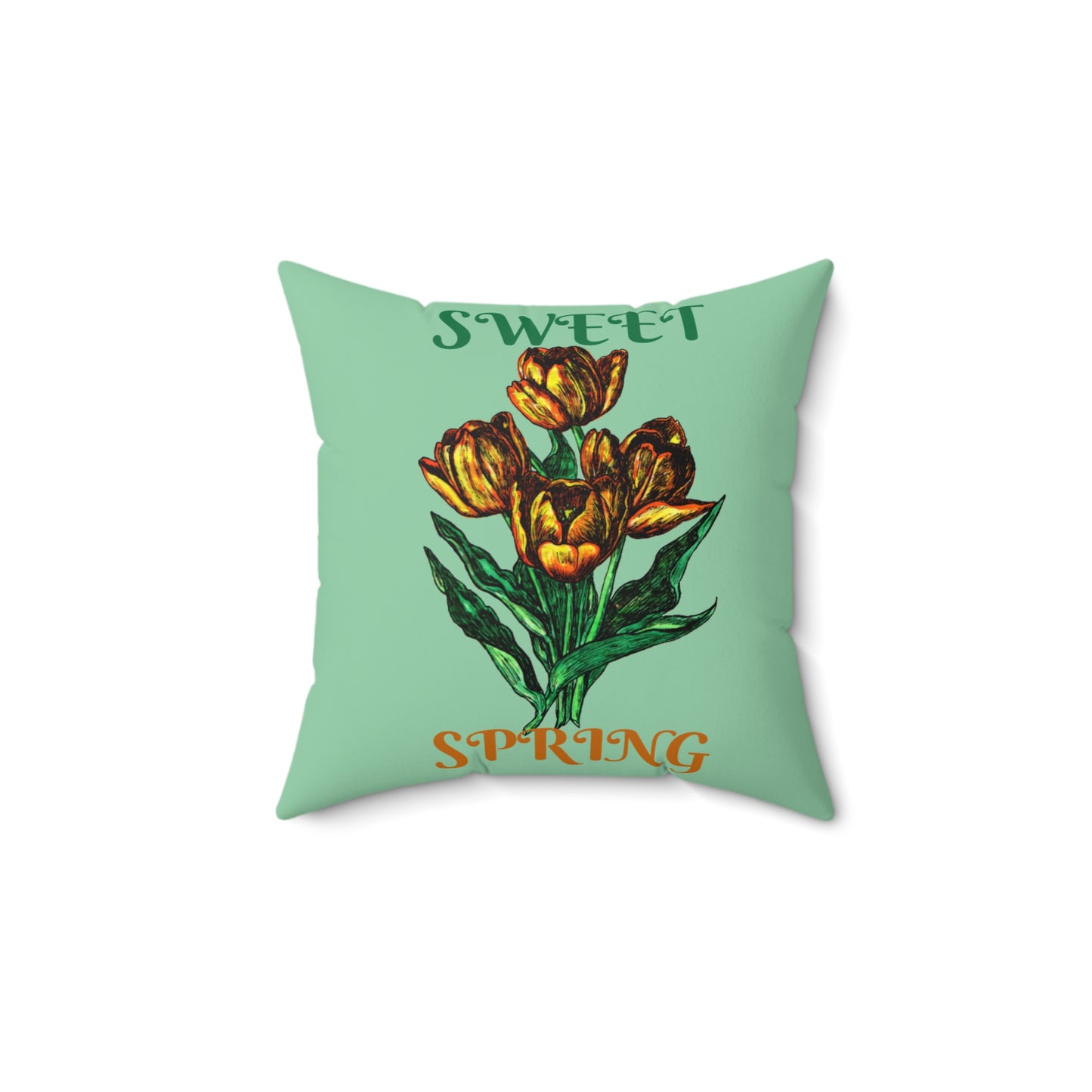 Sweet Spring Spun Polyester Square Pillow