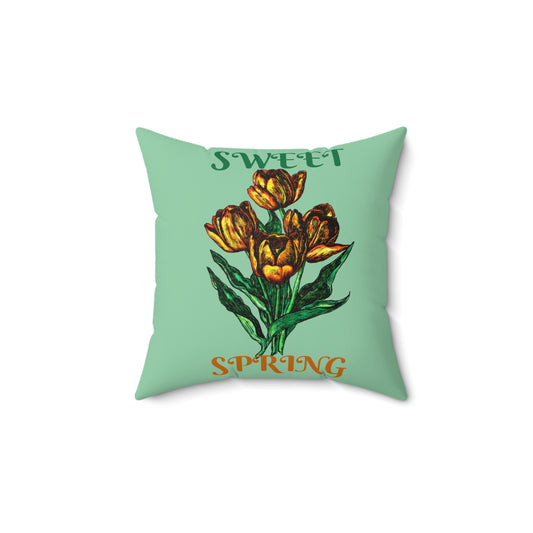 Sweet Spring Spun Polyester Square Pillow