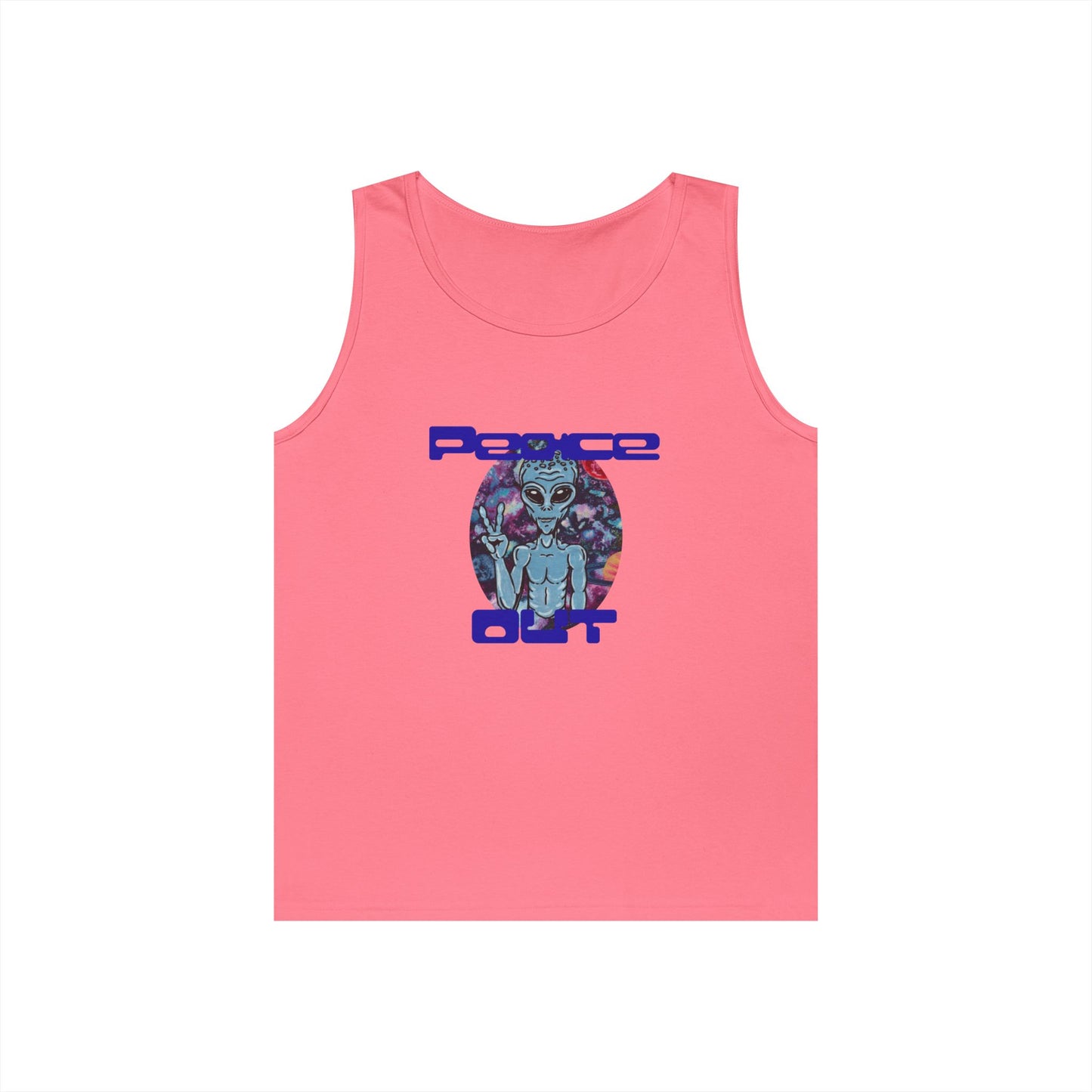 Peace Out Grey Alien Unisex Heavy Cotton Tank Top