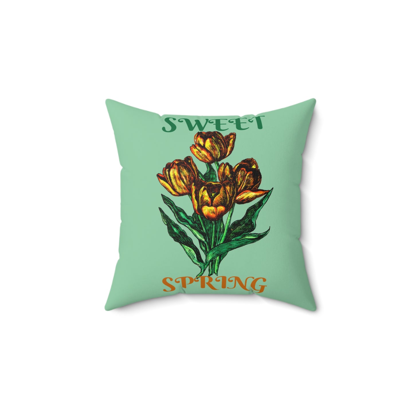 Sweet Spring Spun Polyester Square Pillow