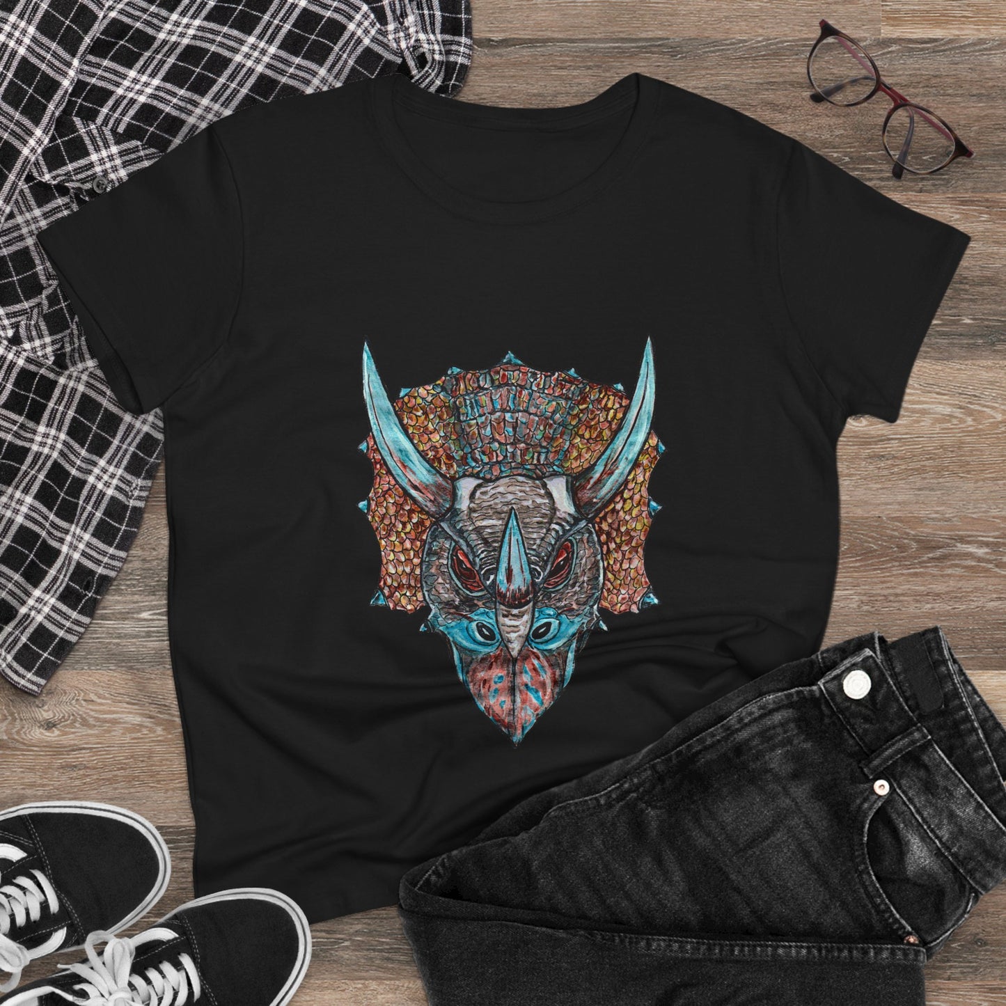 Triceratops Women's Midweight Cotton Tee