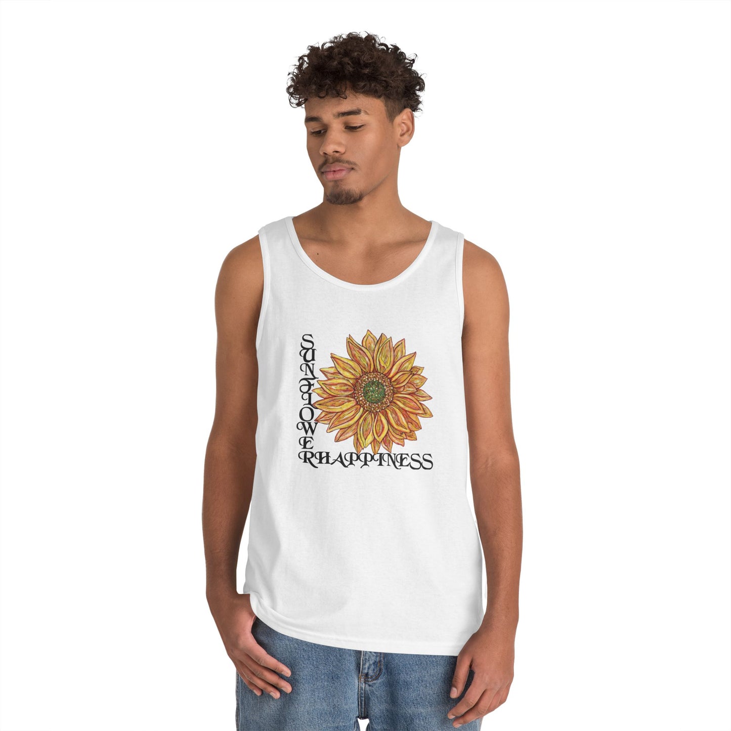 Sunflowers and Happiness Unisex Heavy Cotton Tank Top