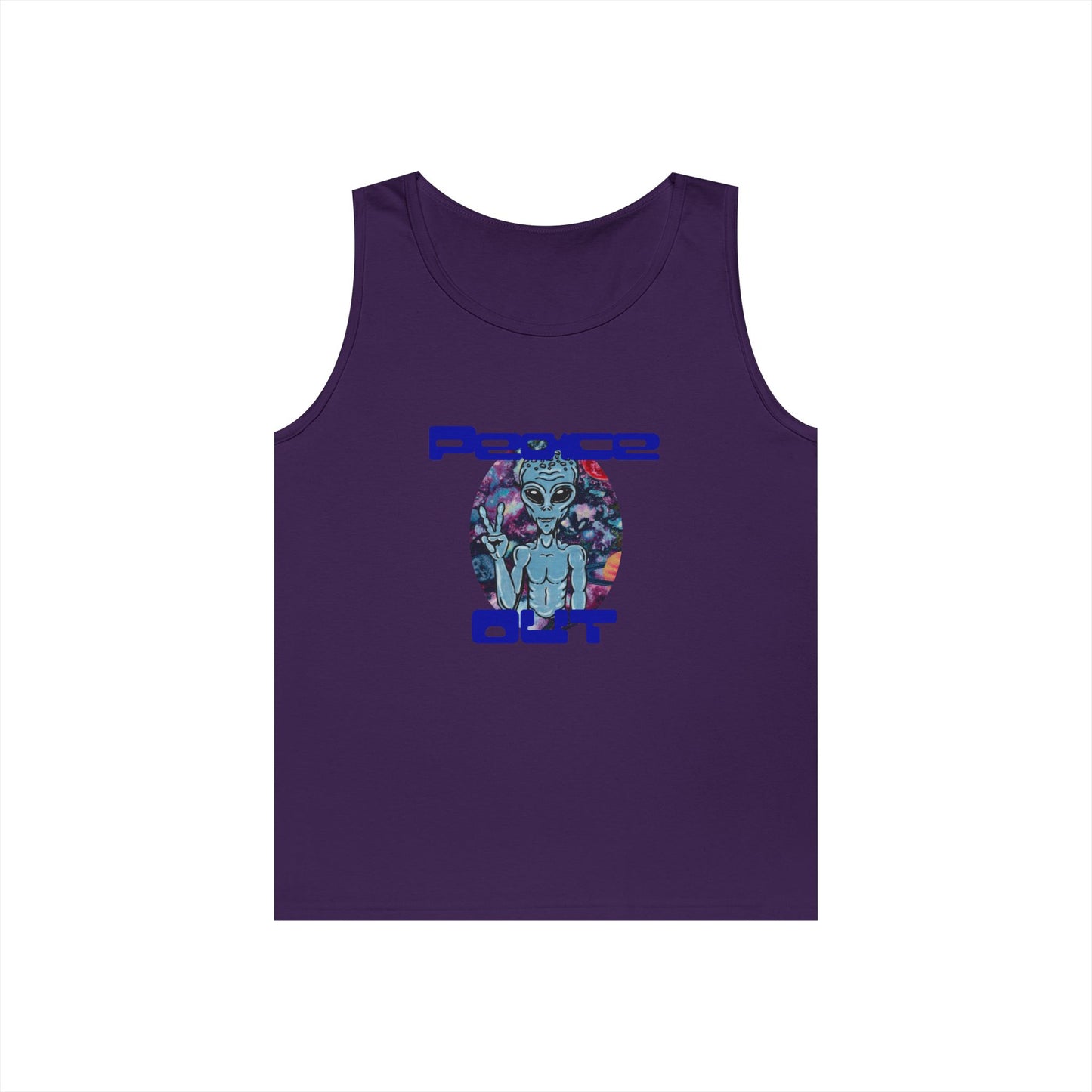 Peace Out Grey Alien Unisex Heavy Cotton Tank Top