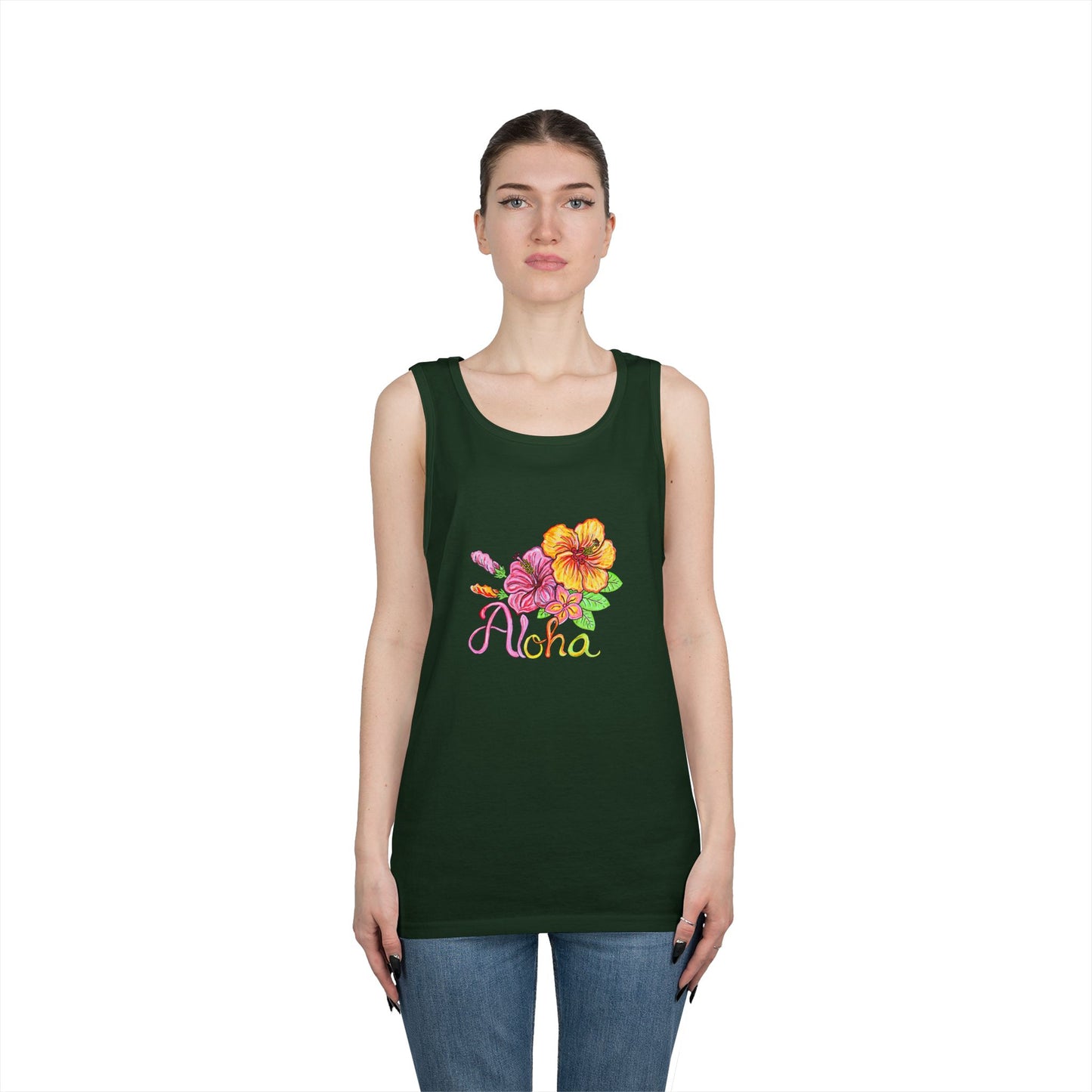 Aloha Flowers Unisex Heavy Cotton Tank Top