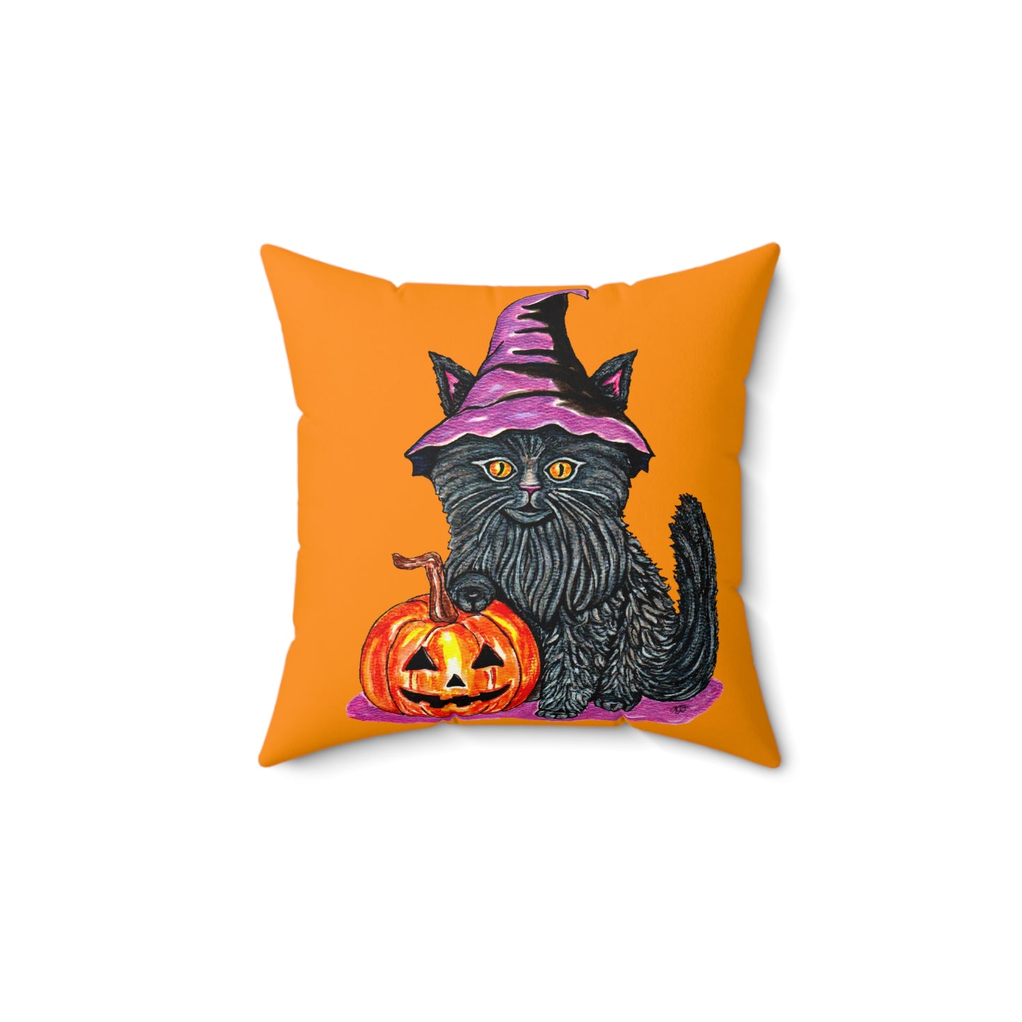 Halloween Kitty Spun Polyester Square Pillow