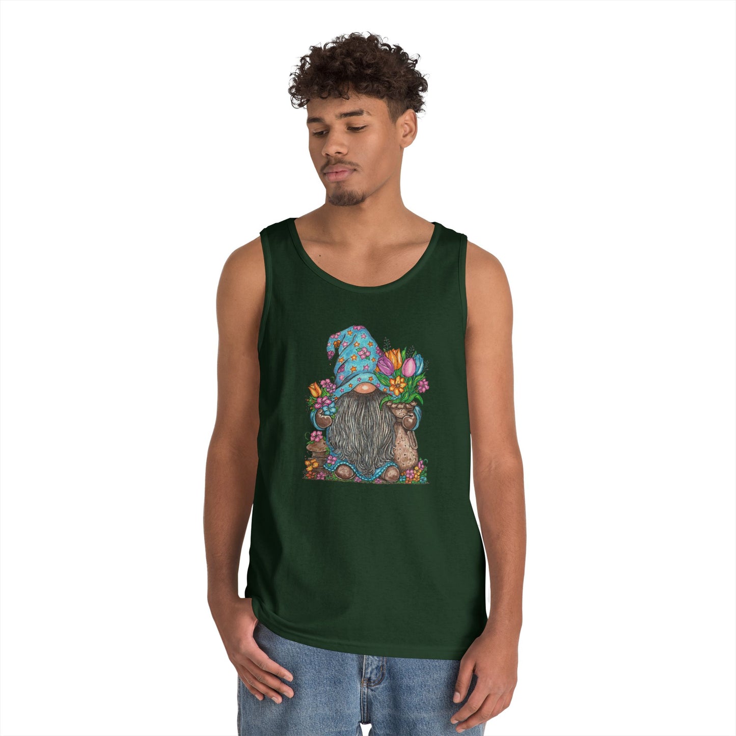 Gardening Gnome Unisex Heavy Cotton Tank Top