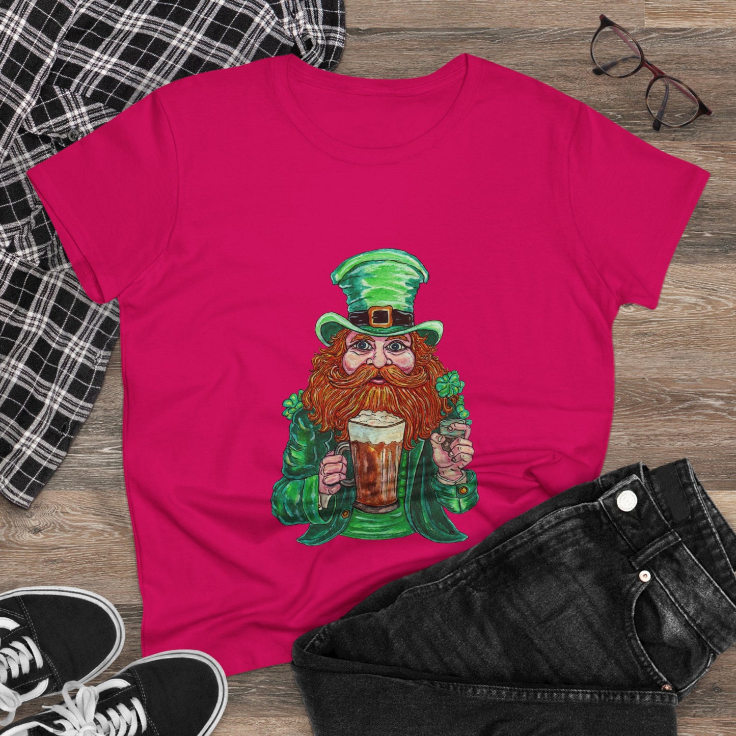 Drunken Leprechaun Women's Midweight Cotton Tee