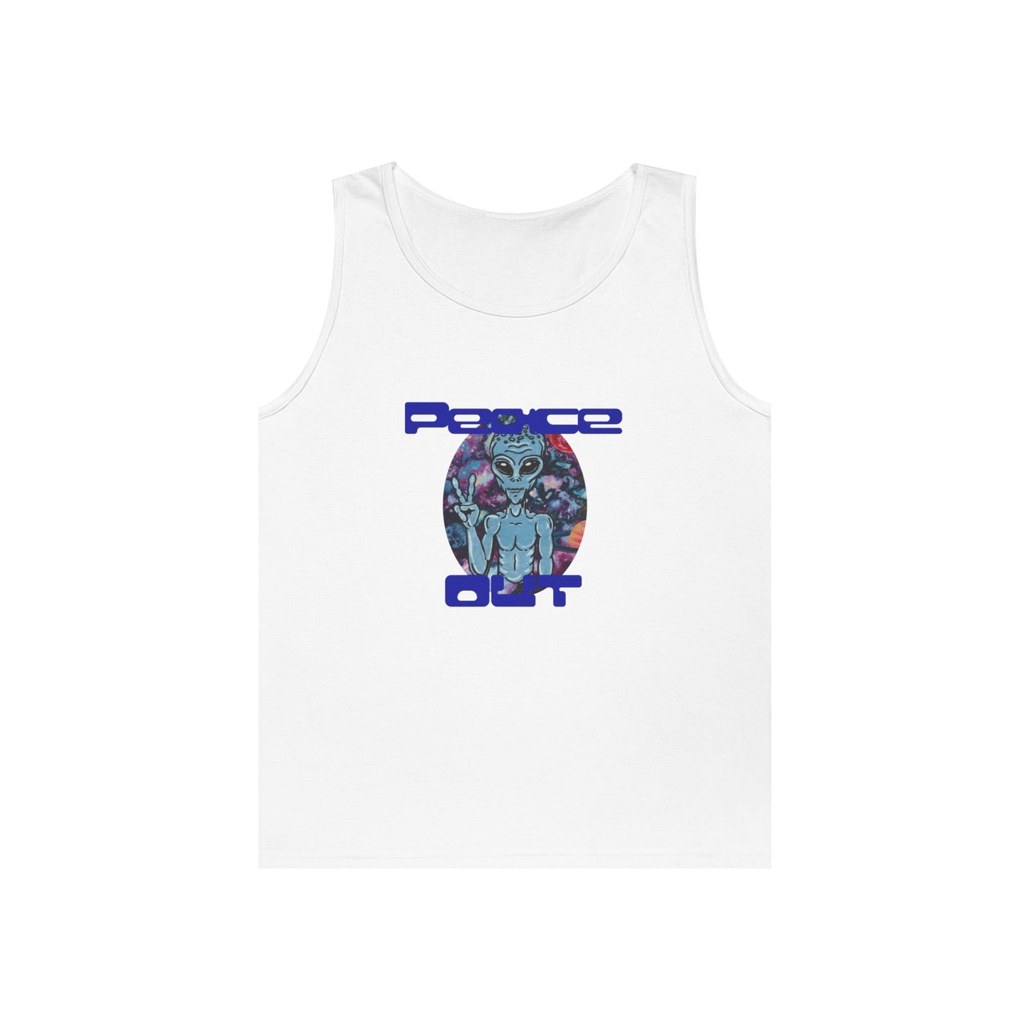 Peace Out Grey Alien Unisex Heavy Cotton Tank Top