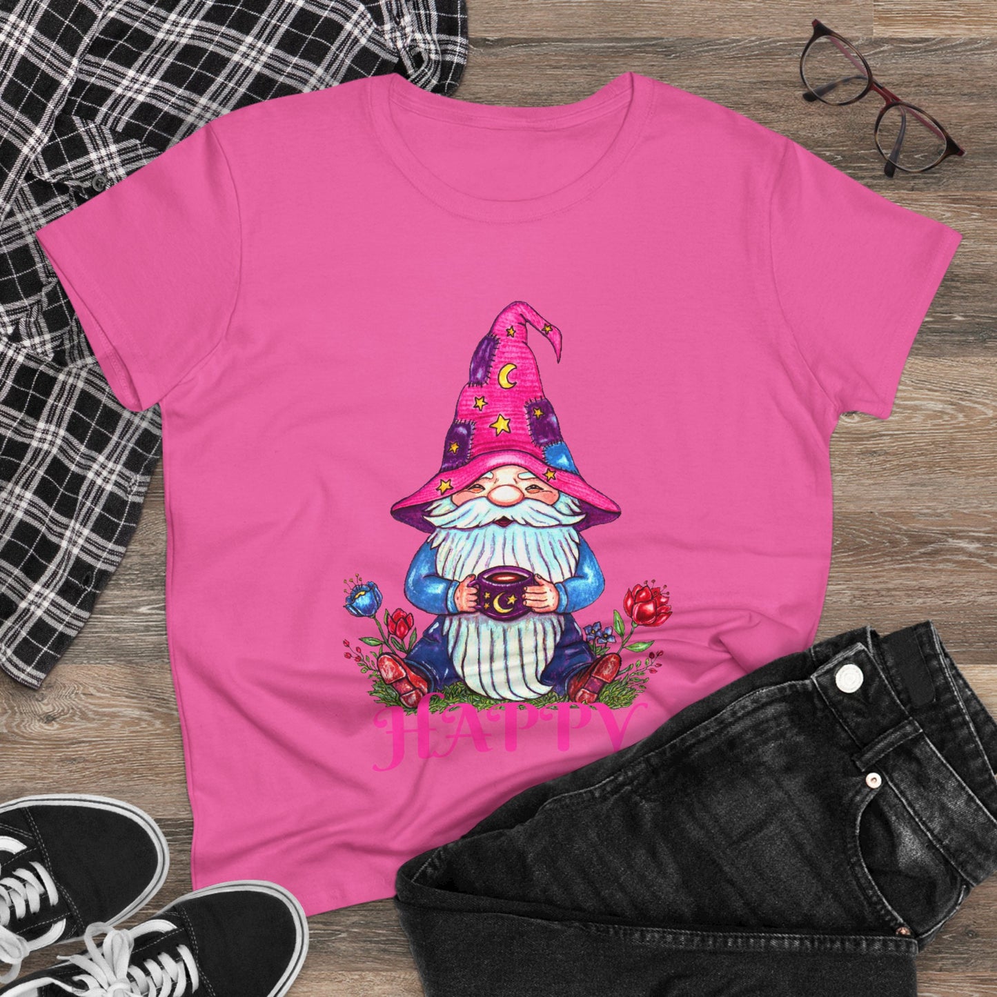 Happy Gnome Women's Midweight Cotton Tee