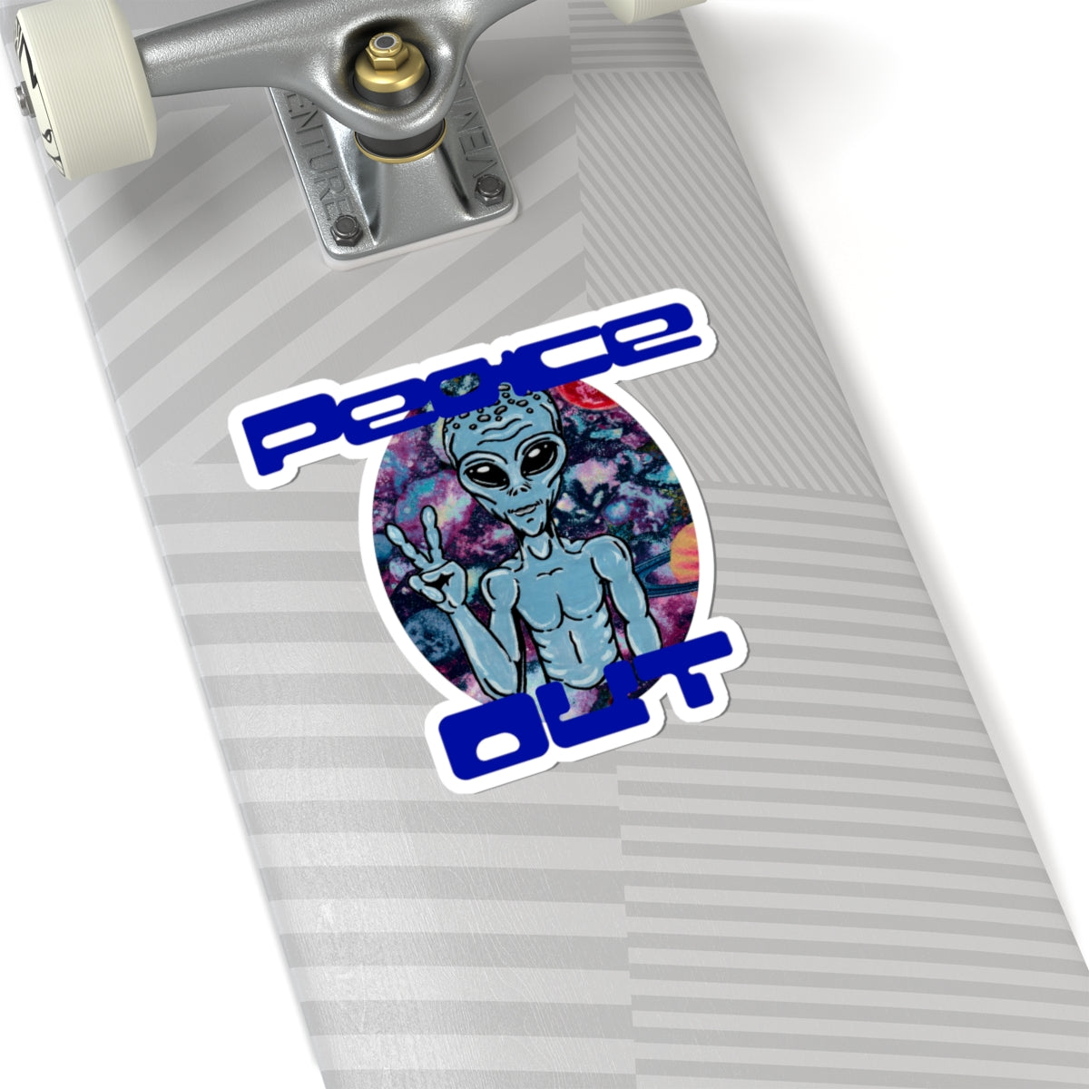 Peace Out Grey Alien Kiss-Cut Stickers