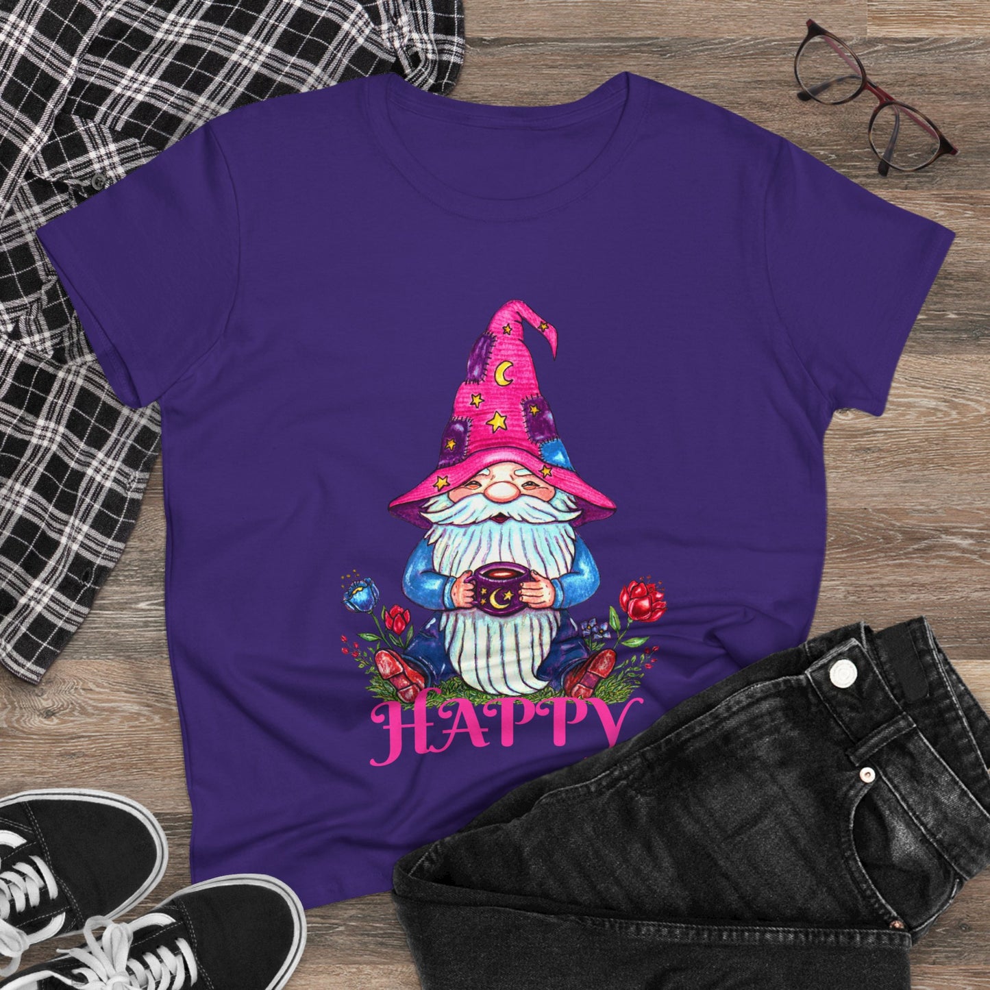 Happy Gnome Women's Midweight Cotton Tee