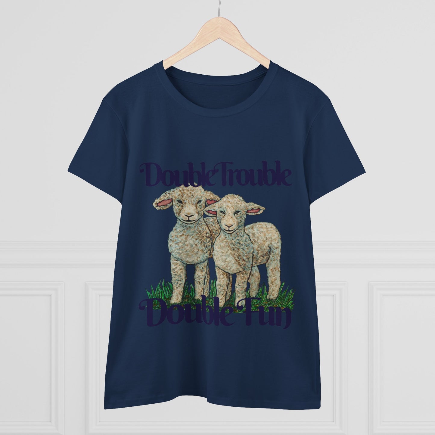 Double Trouble Double Fun Women's Midweight Cotton Tee
