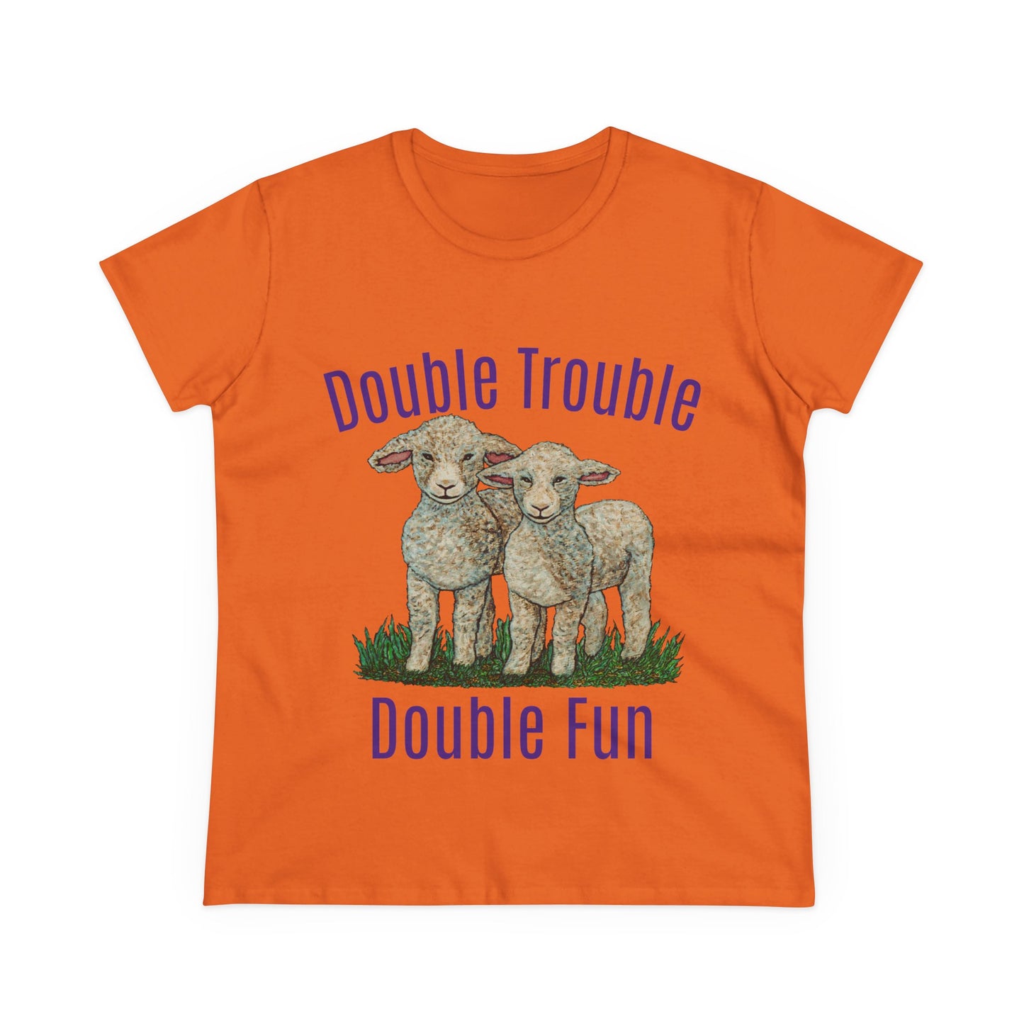 Double Trouble Double Fun Women's Midweight Cotton Tee