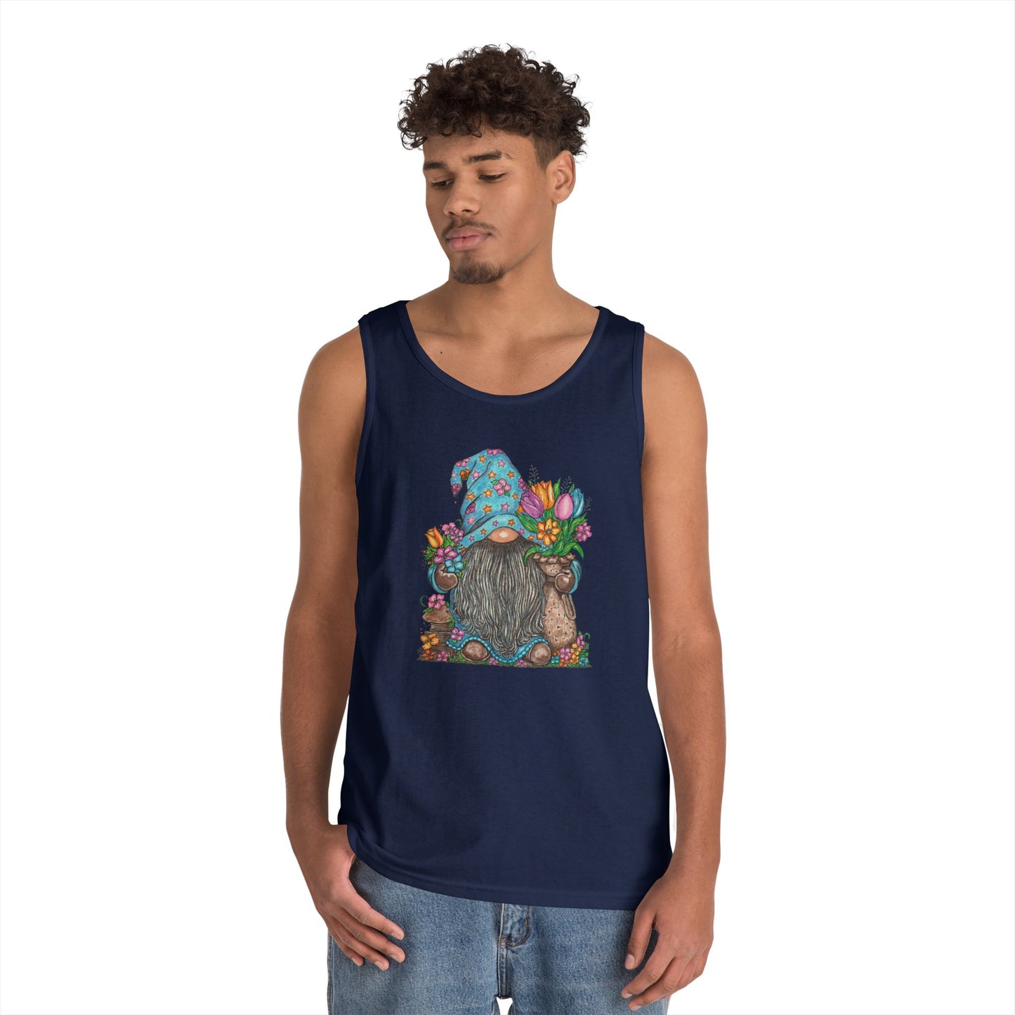 Gardening Gnome Unisex Heavy Cotton Tank Top