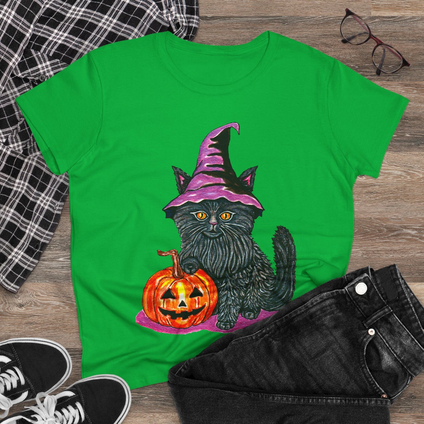 Halloween Kitty Women's Midweight Cotton Tee