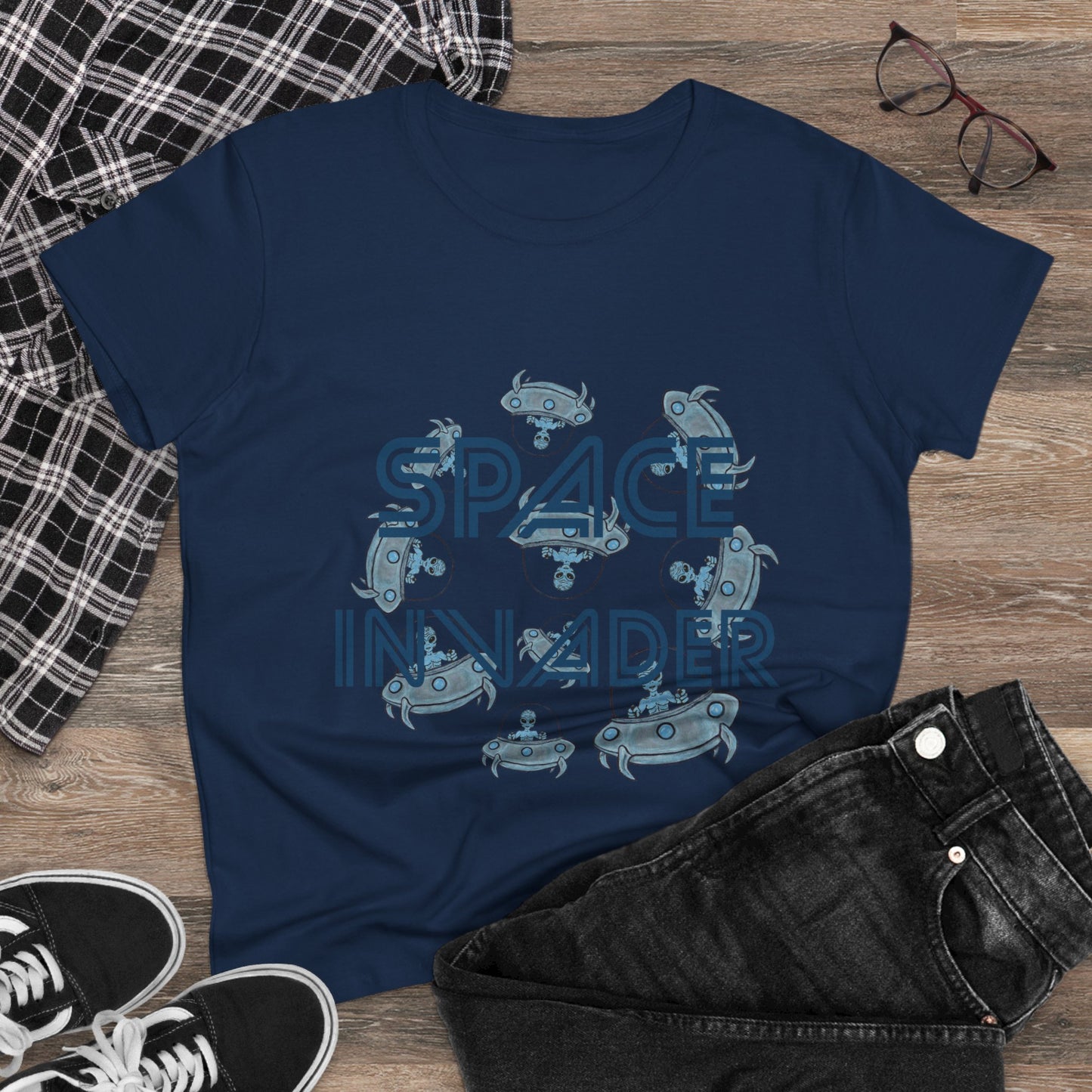Space Invader Women's Midweight Cotton Tee