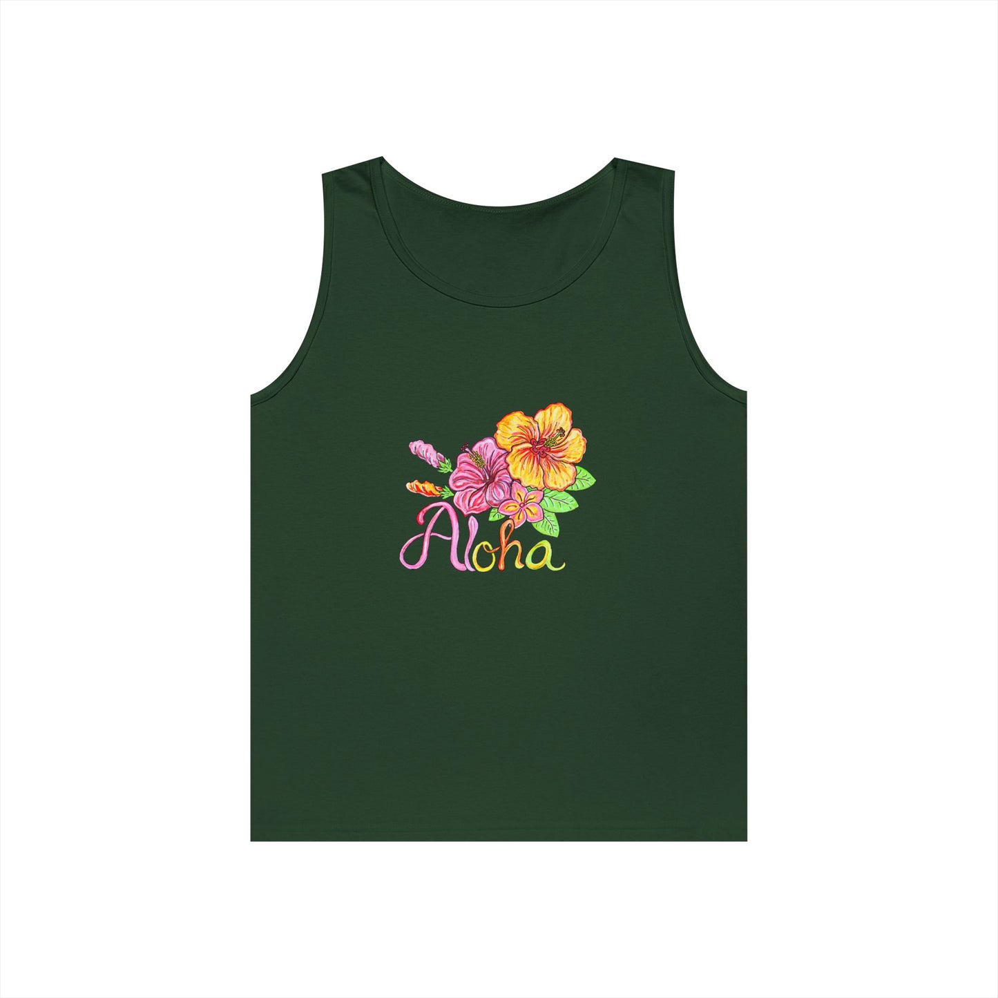 Aloha Flowers Unisex Heavy Cotton Tank Top