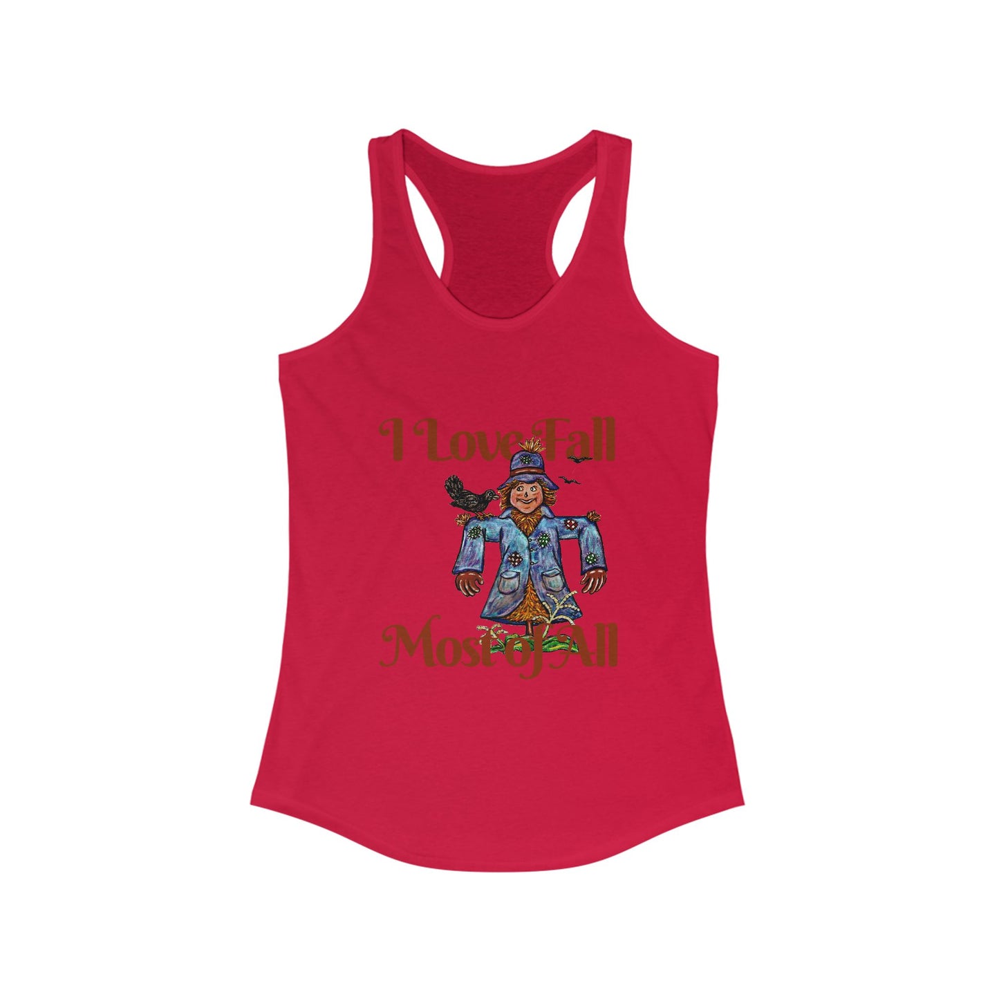 I Love Fall Most of All Women's Ideal Racerback Tank