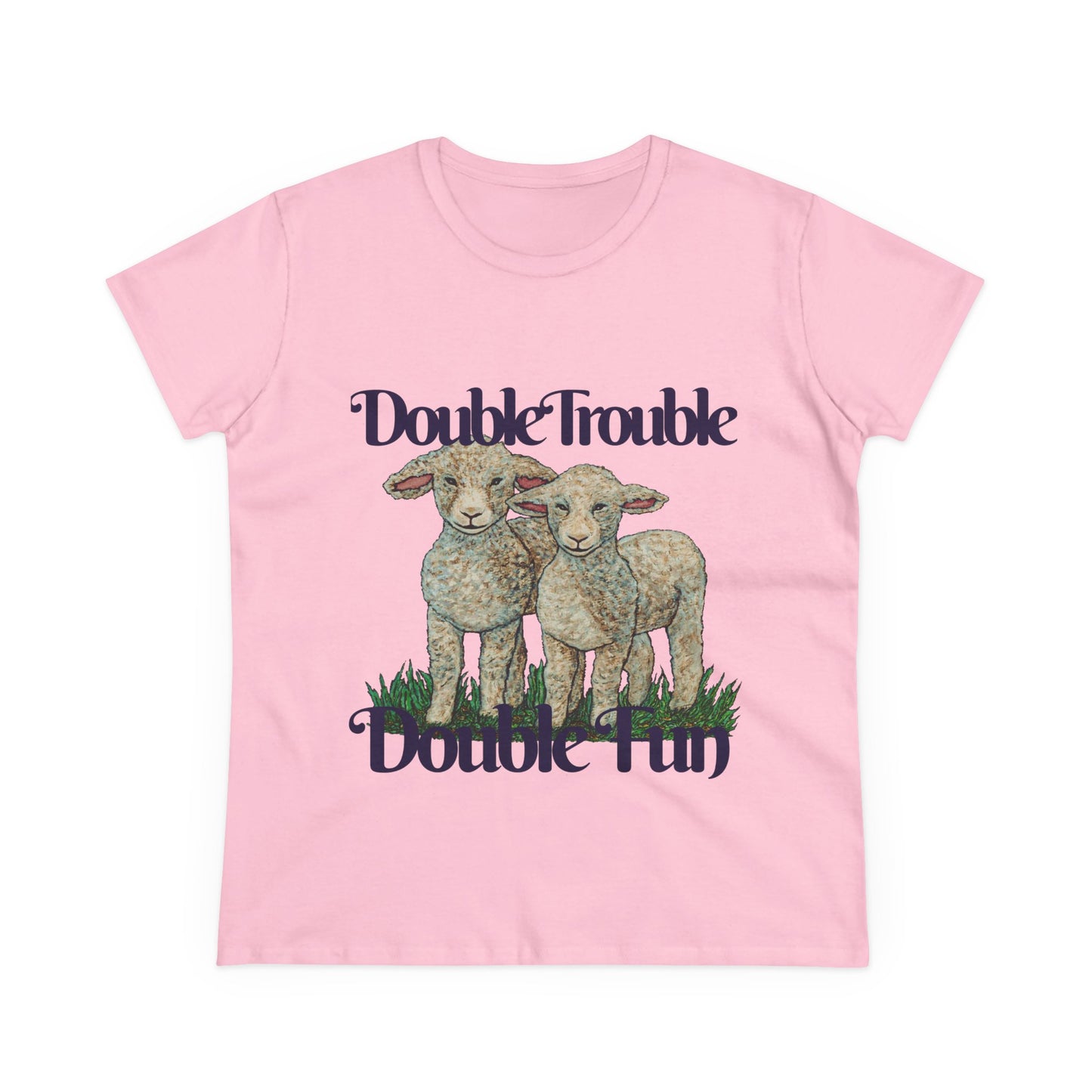 Double Trouble Double Fun Women's Midweight Cotton Tee