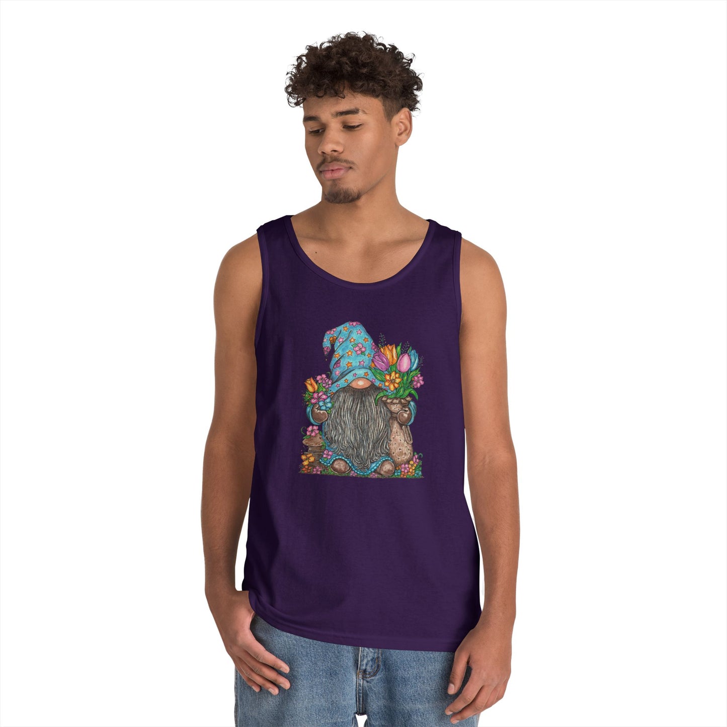 Gardening Gnome Unisex Heavy Cotton Tank Top
