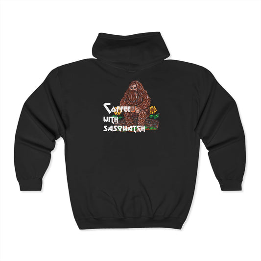 Coffee with Sasquatch Unisex Heavy Blend™ Full Zip Hooded Sweatshirt