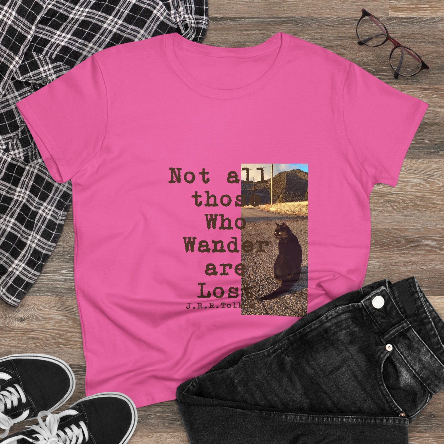 Wandering Kitty Women's Midweight Cotton Tee