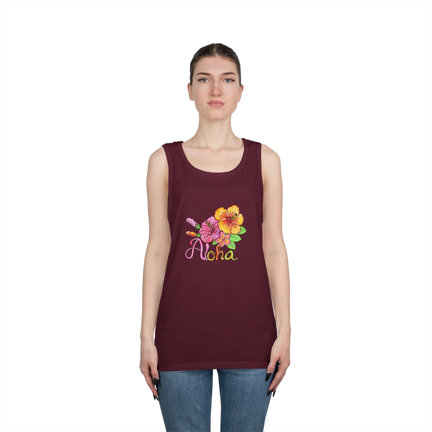 Aloha Flowers Unisex Heavy Cotton Tank Top