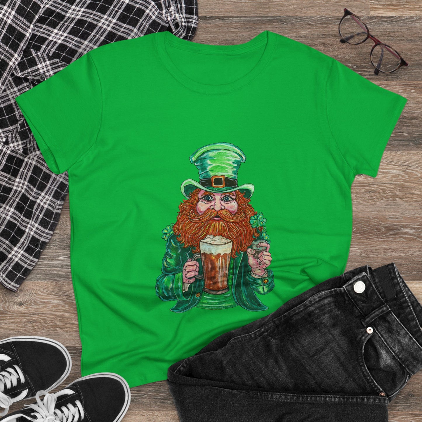 Drunken Leprechaun Women's Midweight Cotton Tee