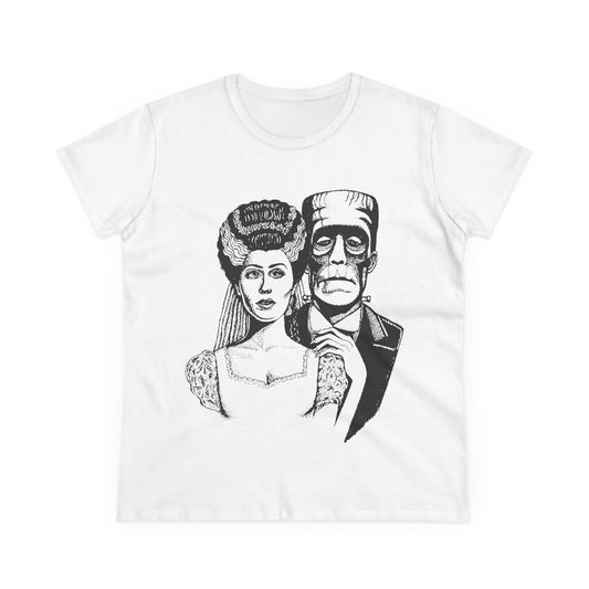 Frankenstein and Bride Women's Midweight Cotton Tee