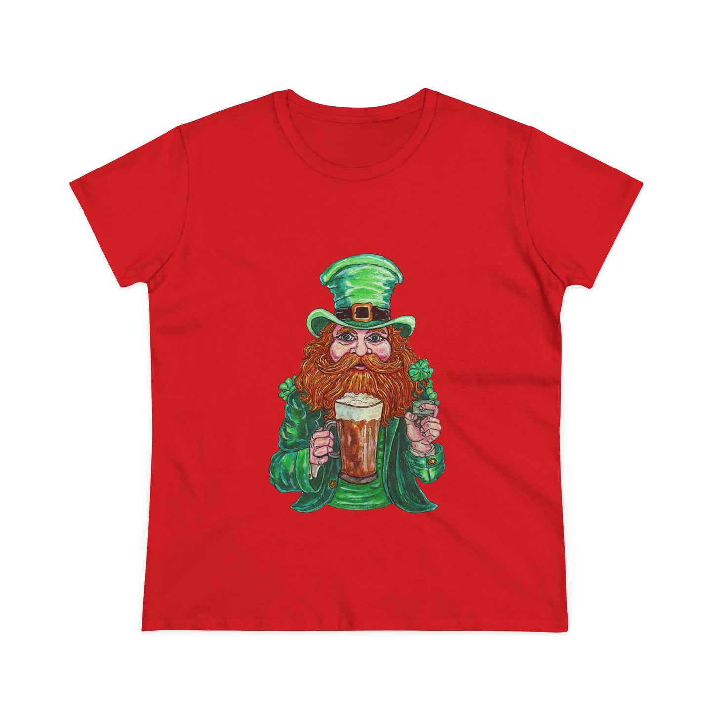 Drunken Leprechaun Women's Midweight Cotton Tee