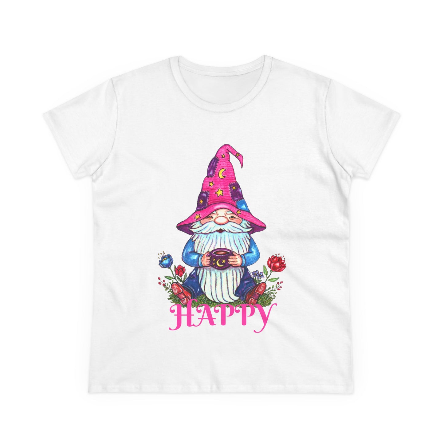 Happy Gnome Women's Midweight Cotton Tee
