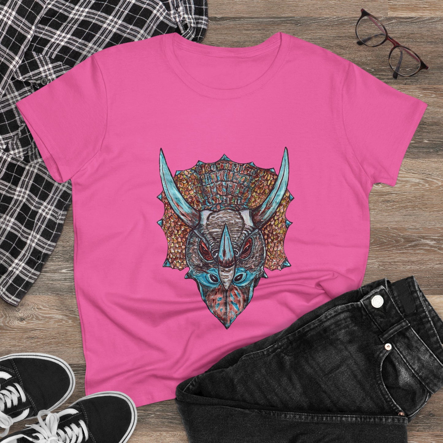 Triceratops Women's Midweight Cotton Tee