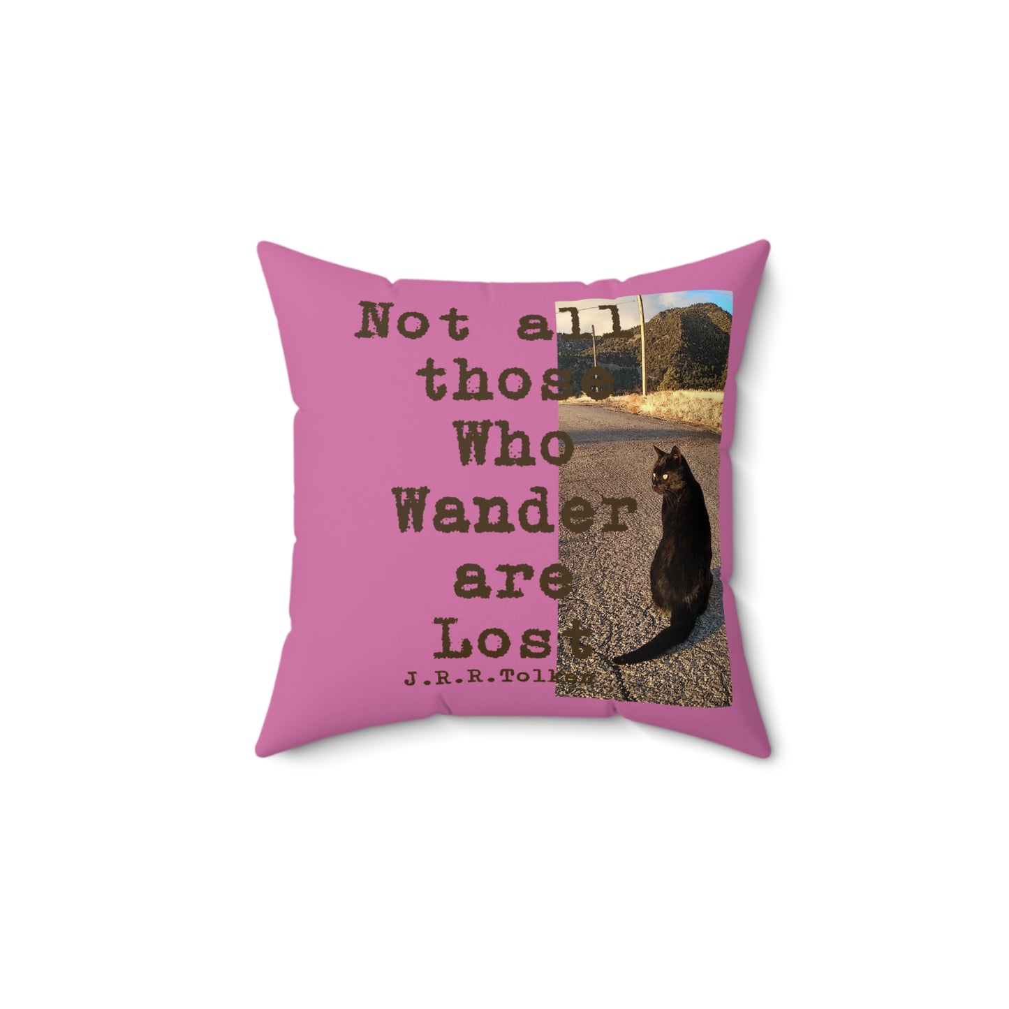 Wandering Kitty Spun Polyester Square Pillow