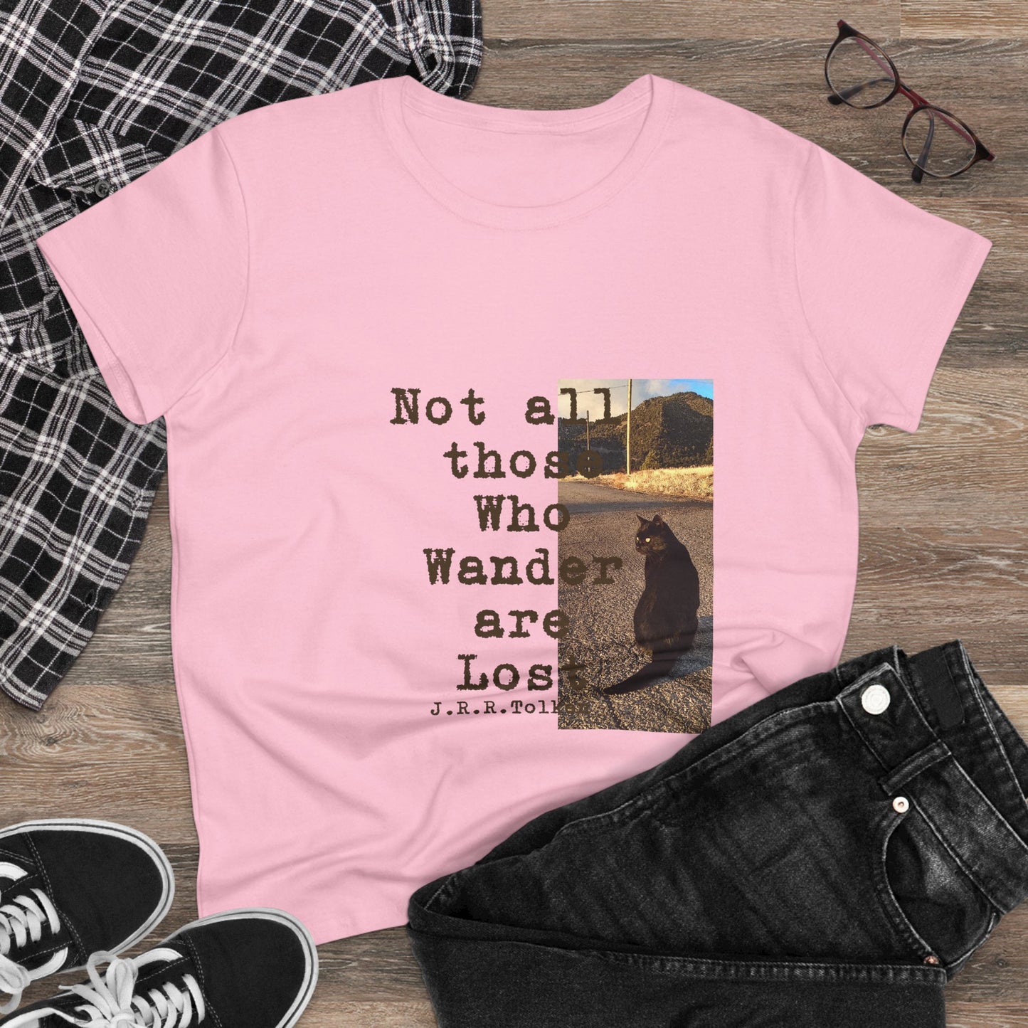 Wandering Kitty Women's Midweight Cotton Tee