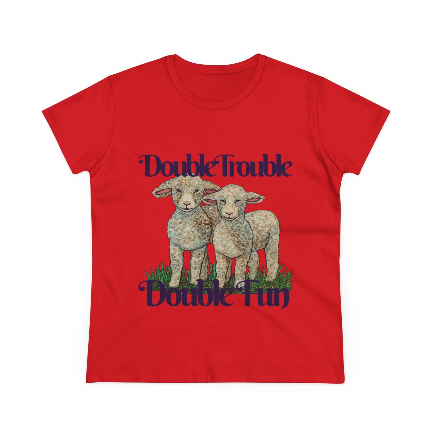 Double Trouble Double Fun Women's Midweight Cotton Tee