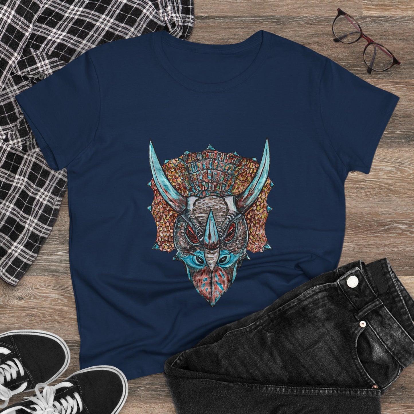 Triceratops Women's Midweight Cotton Tee