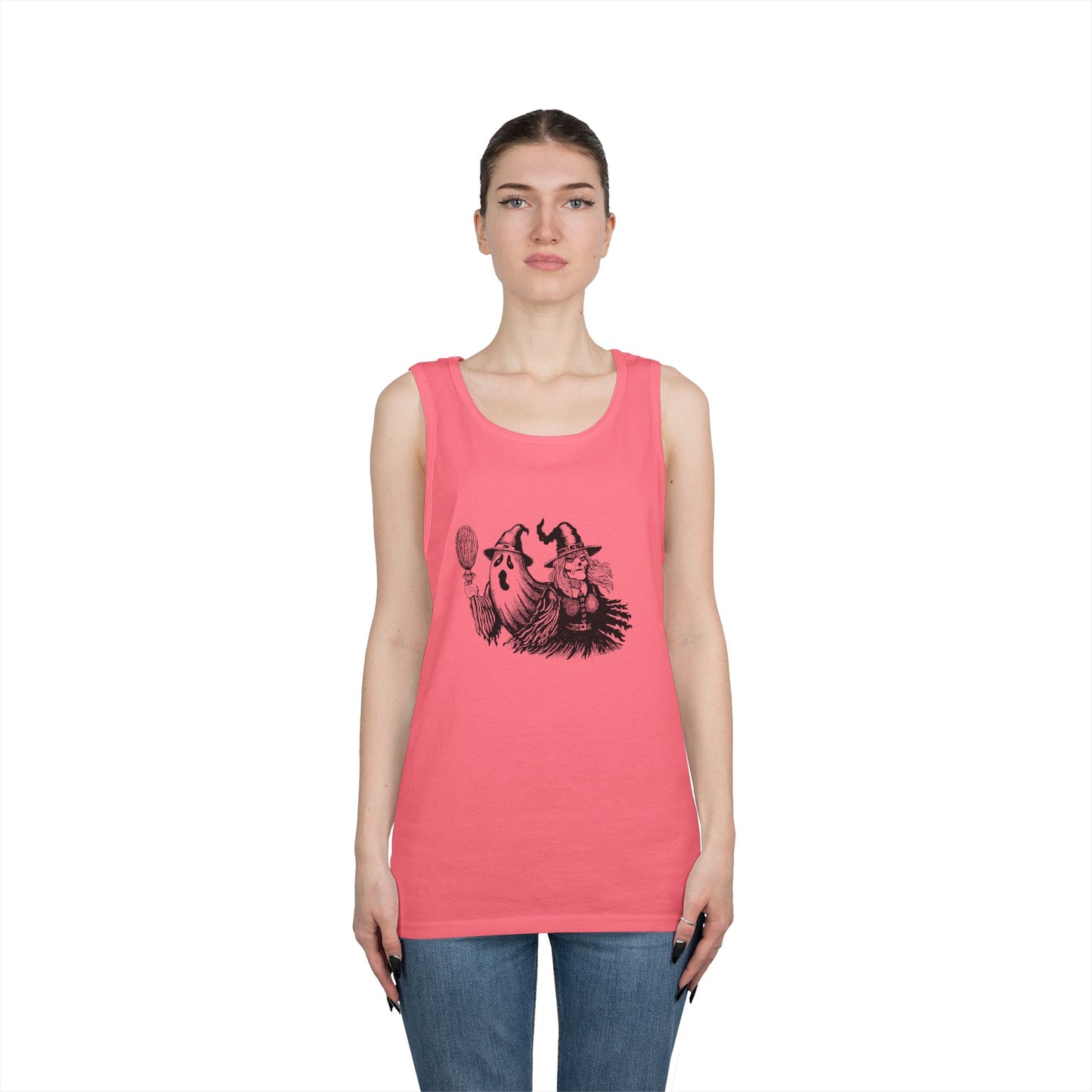 Witch and Ghost Unisex Heavy Cotton Tank Top