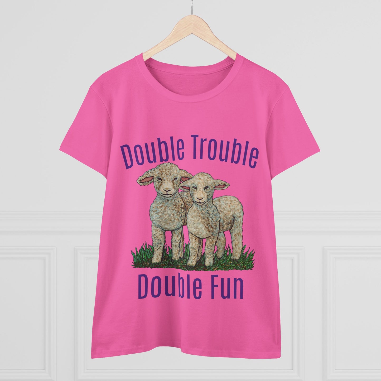 Double Trouble Double Fun Women's Midweight Cotton Tee