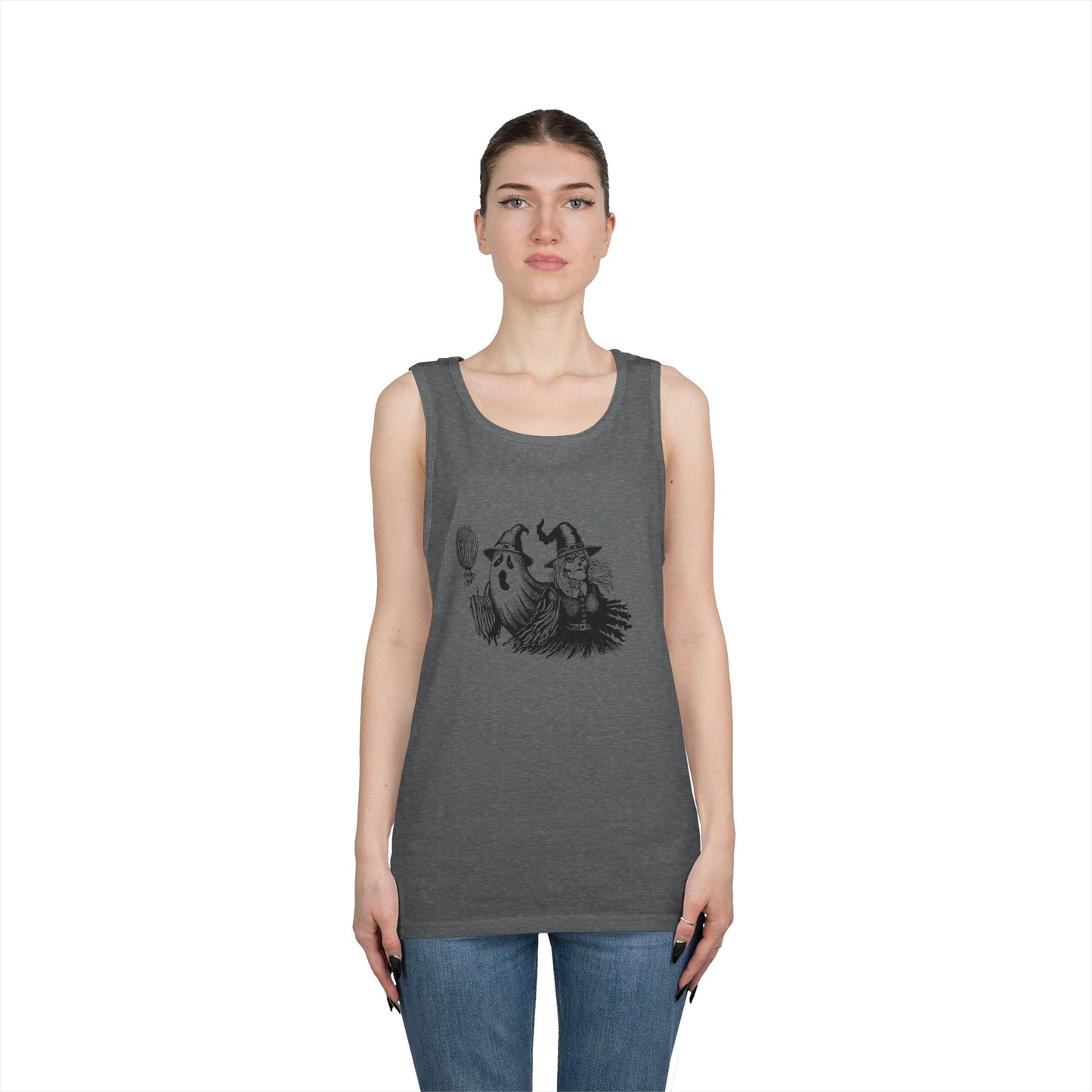 Witch and Ghost Unisex Heavy Cotton Tank Top