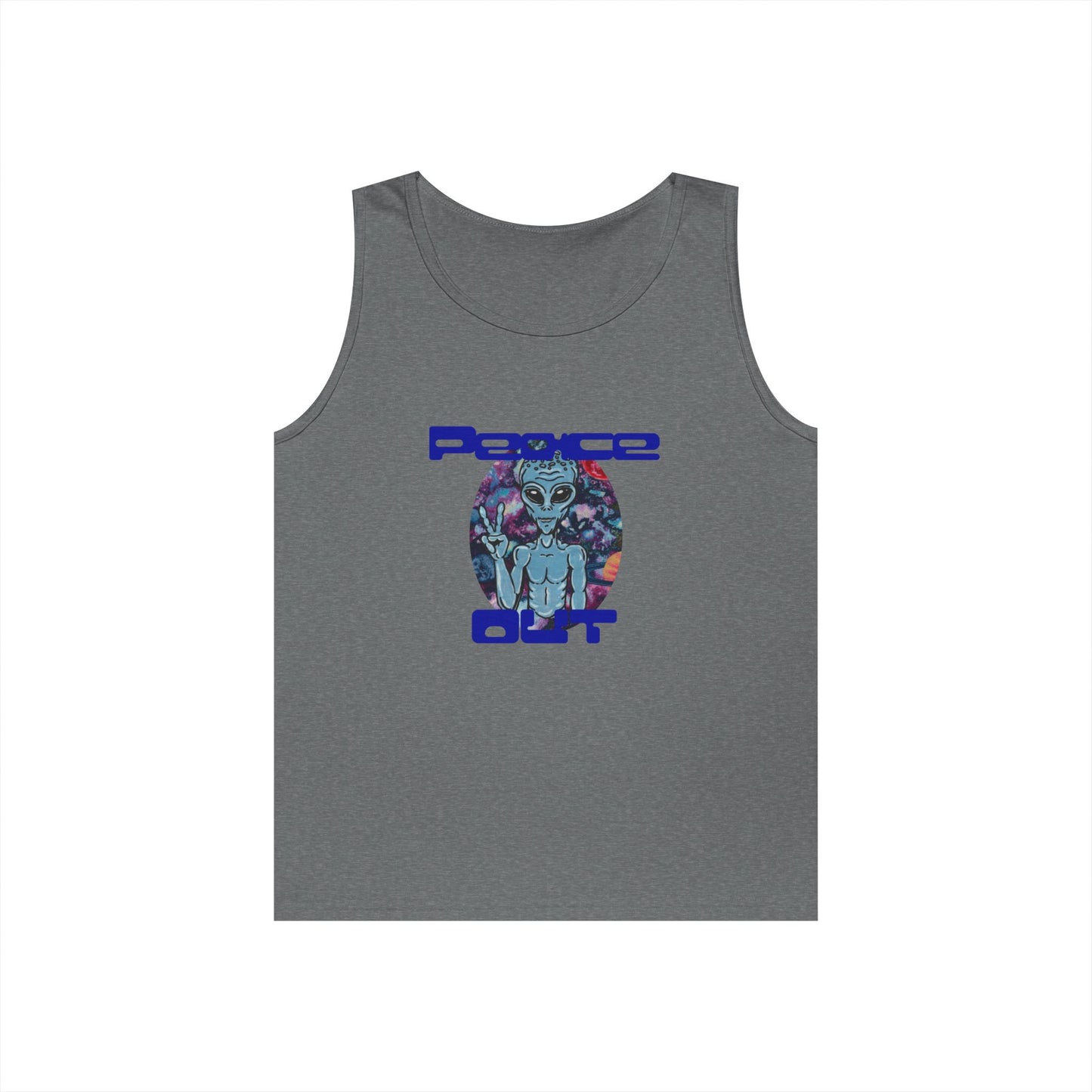 Peace Out Grey Alien Unisex Heavy Cotton Tank Top