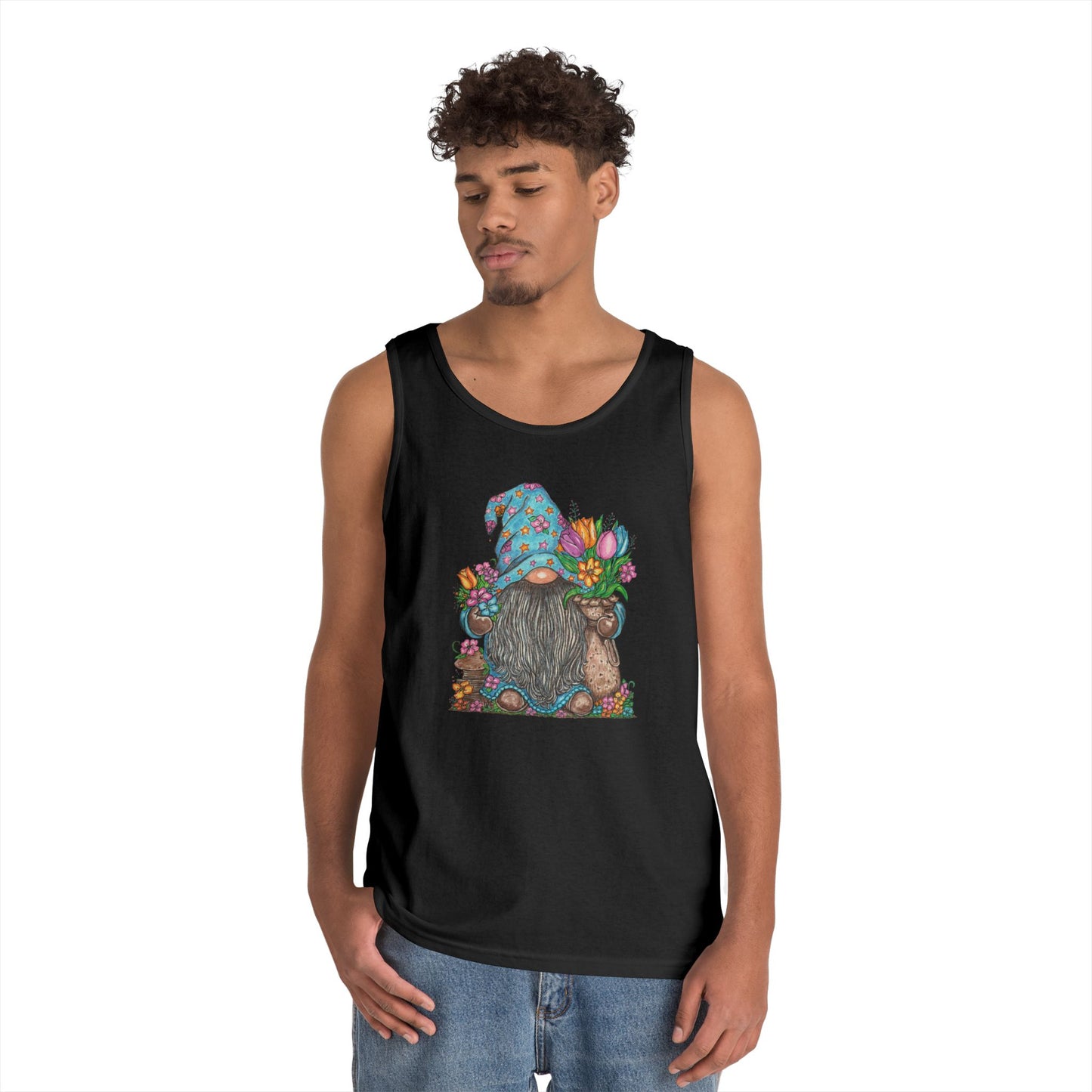 Gardening Gnome Unisex Heavy Cotton Tank Top