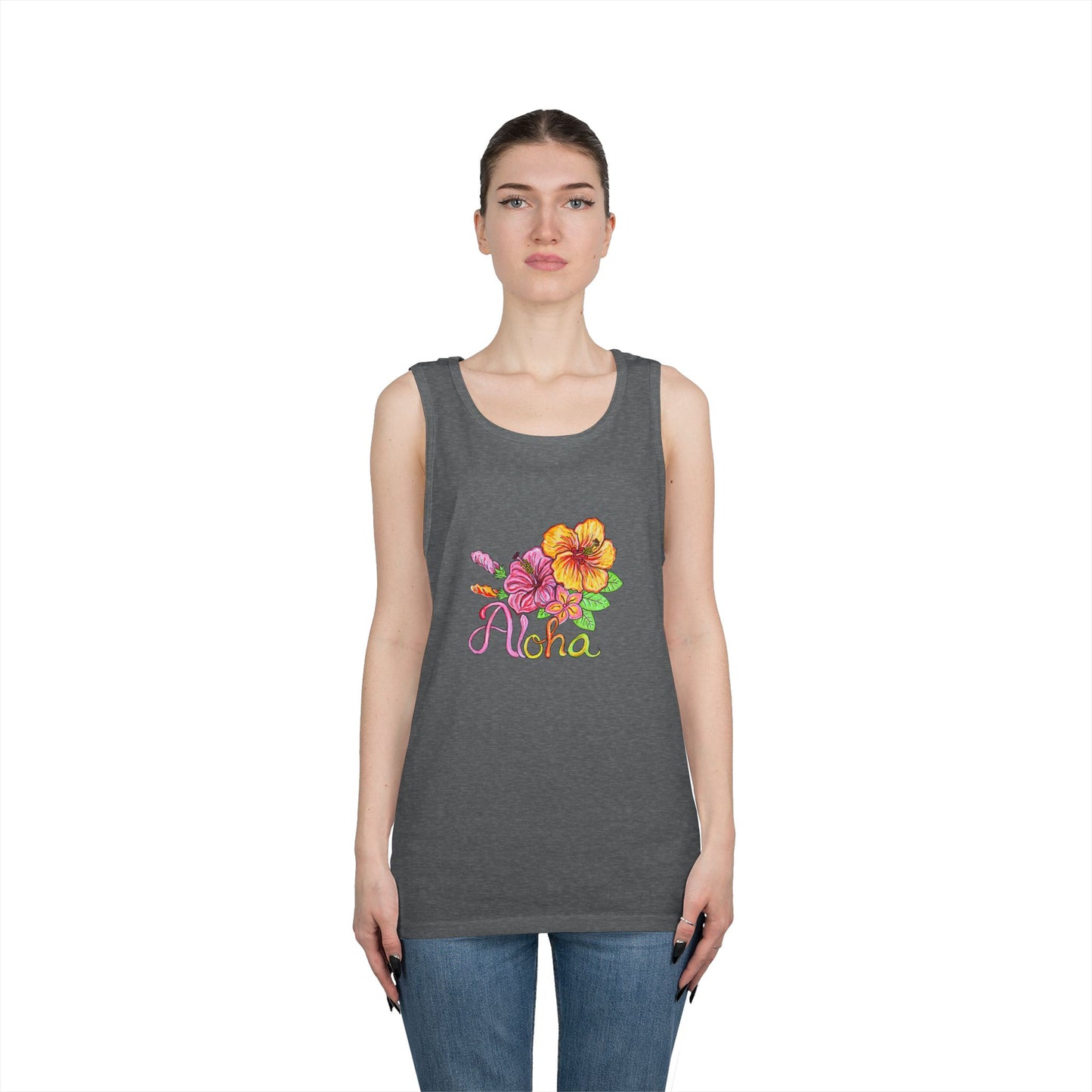 Aloha Flowers Unisex Heavy Cotton Tank Top