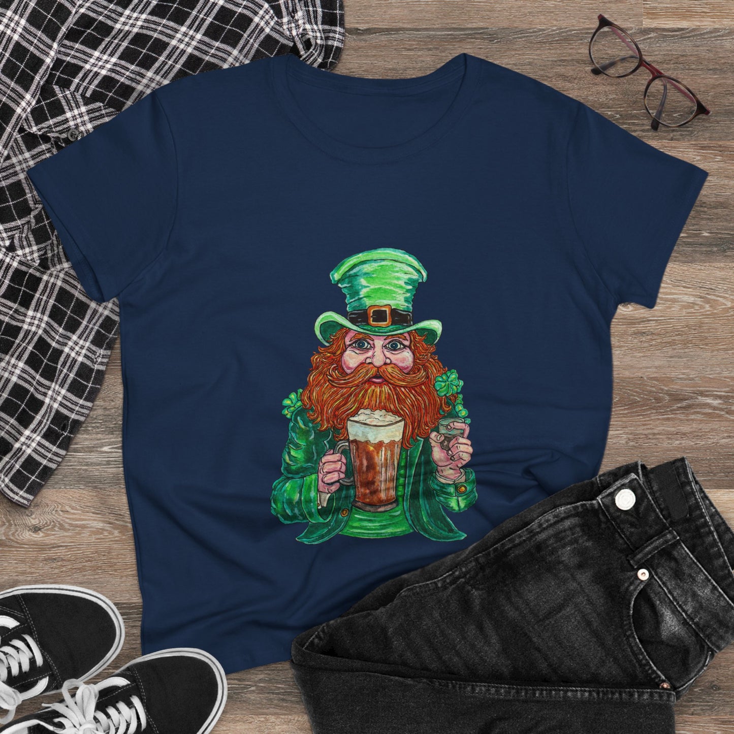 Drunken Leprechaun Women's Midweight Cotton Tee