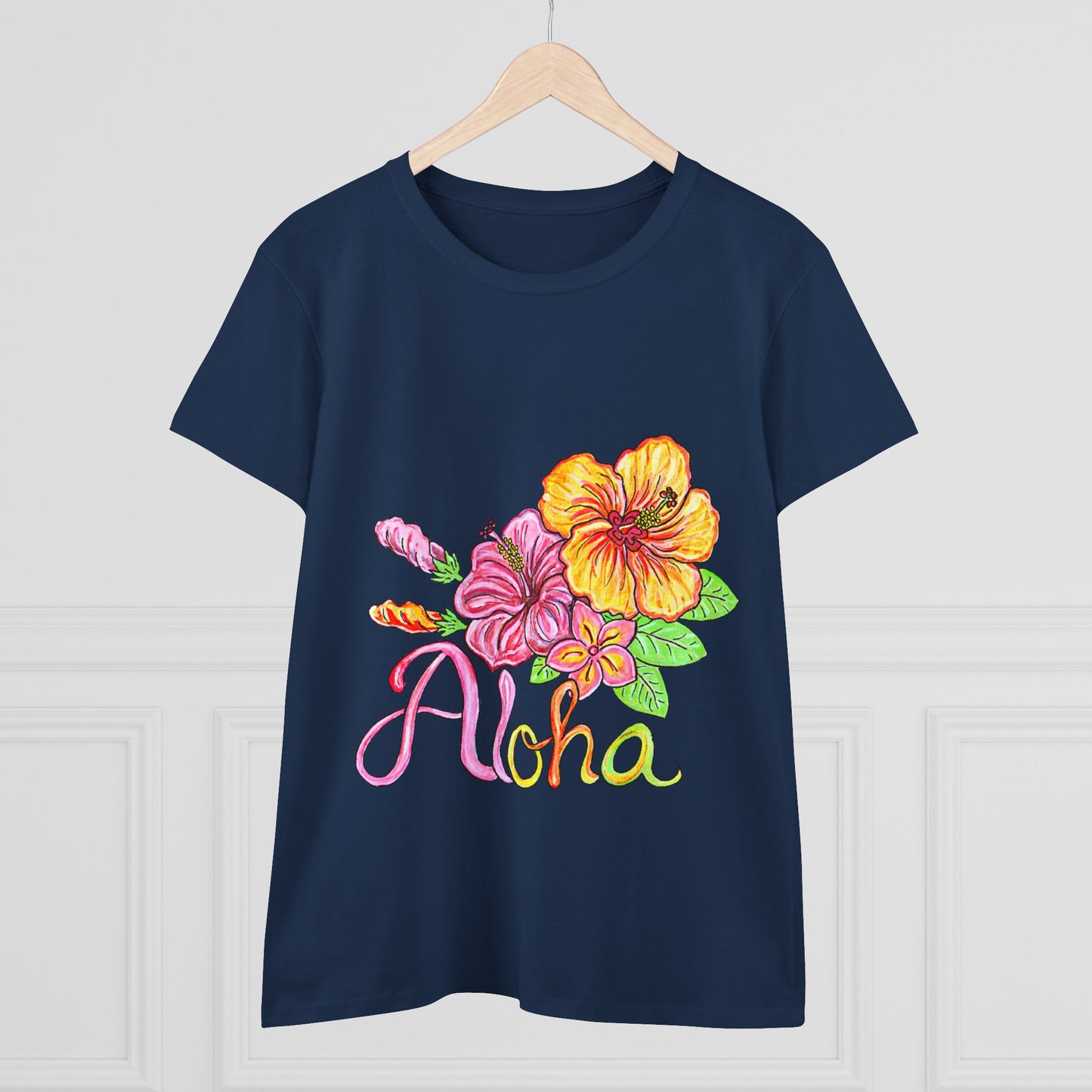 Aloha Flowers Women's Midweight Cotton Tee