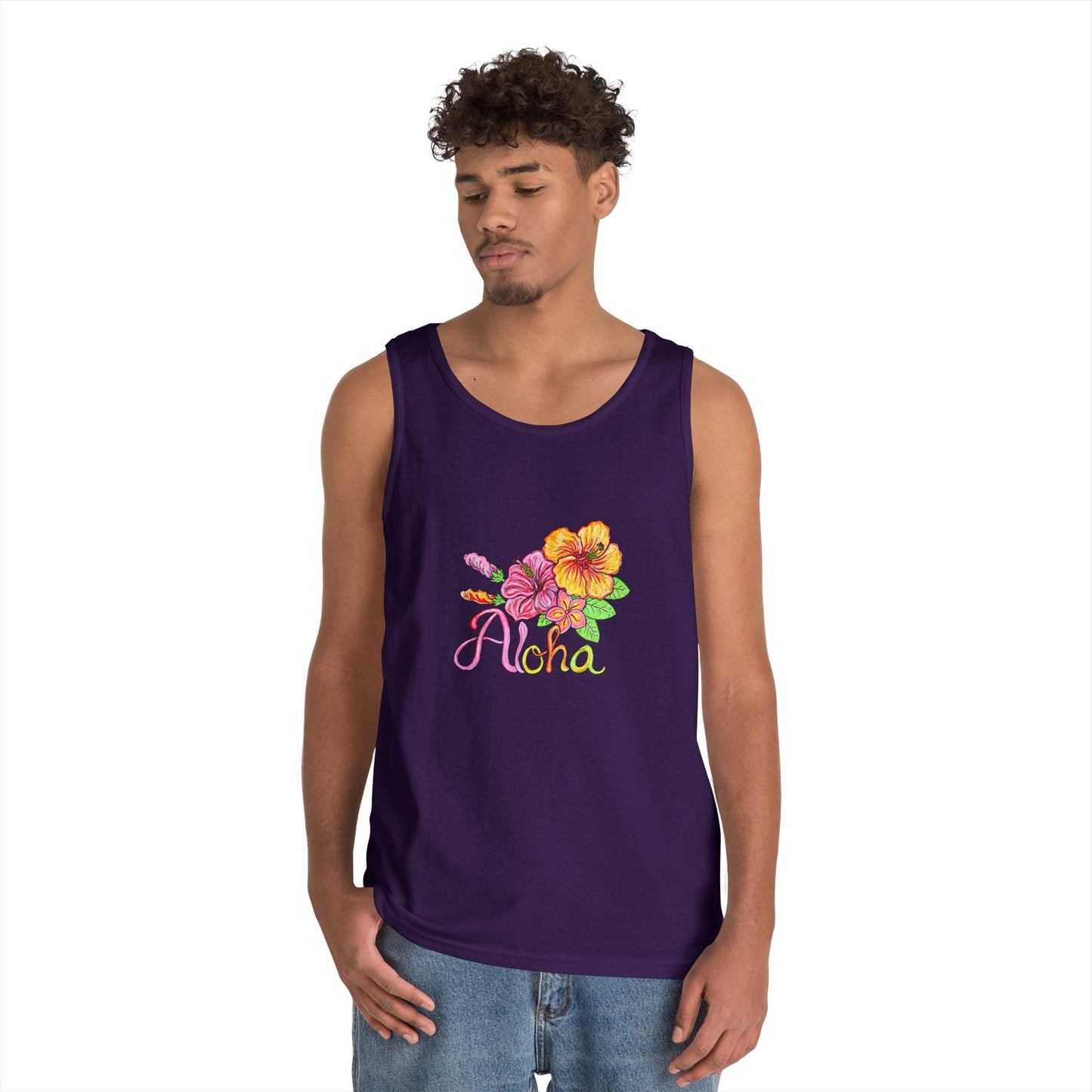 Aloha Flowers Unisex Heavy Cotton Tank Top