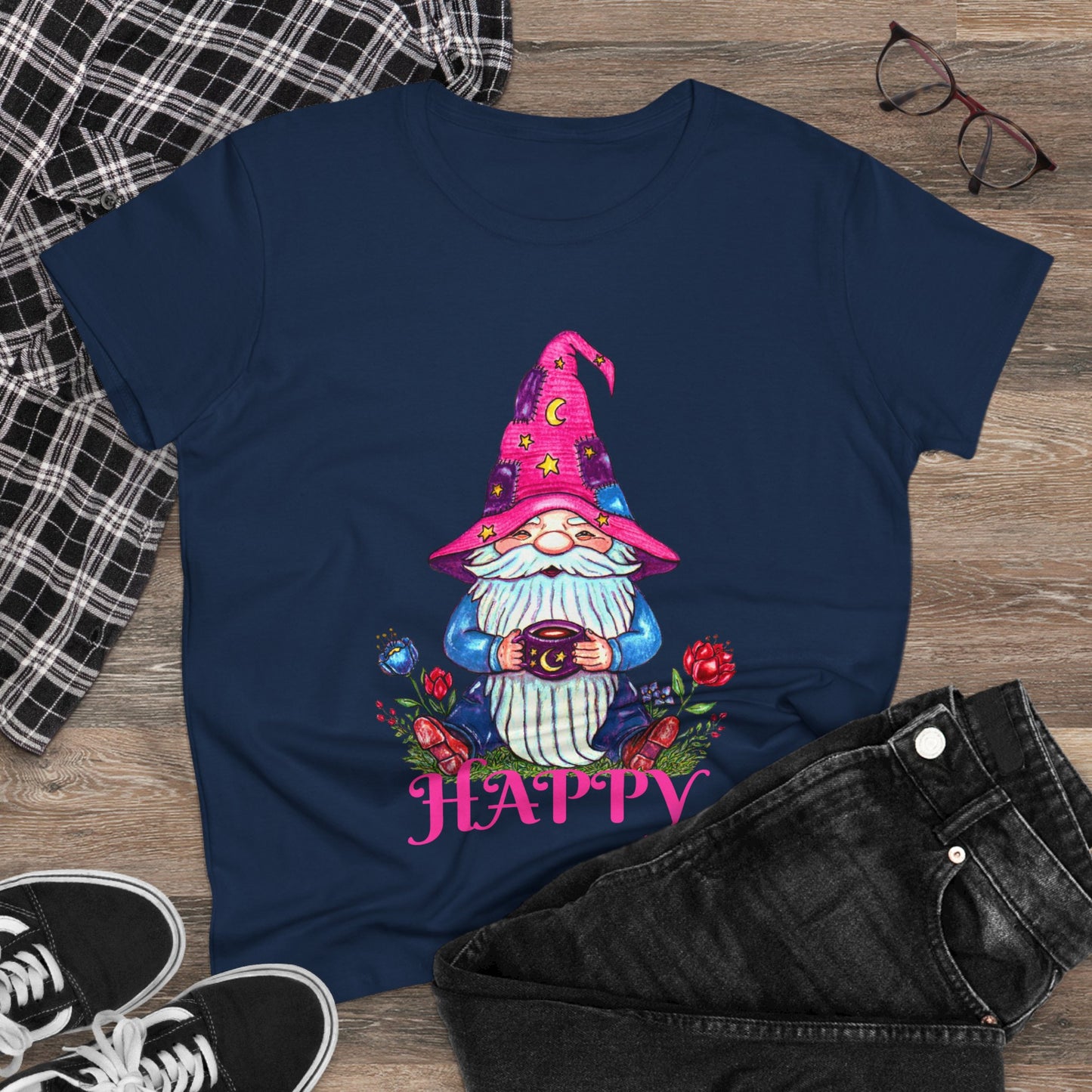 Happy Gnome Women's Midweight Cotton Tee