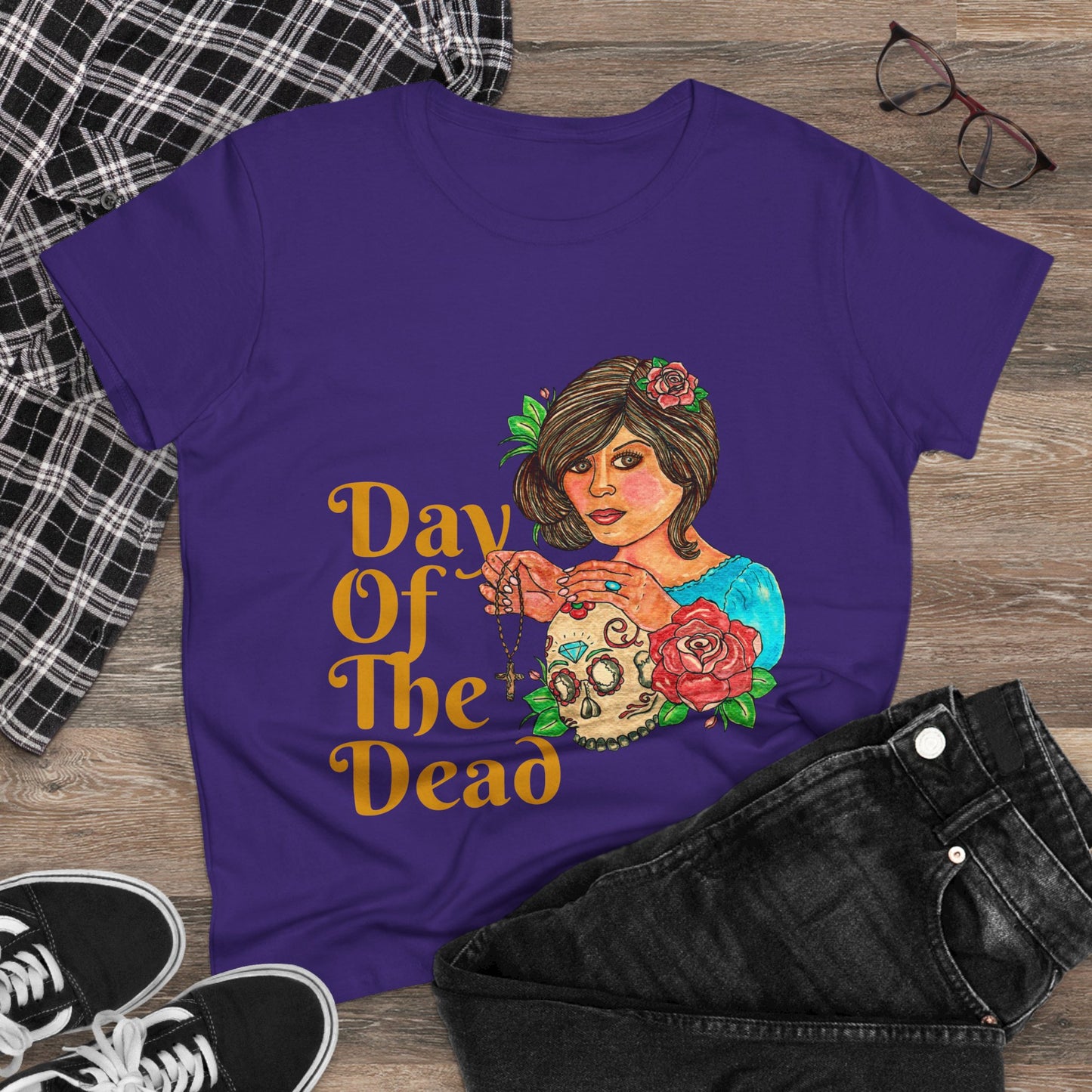 Day of the Dead Women's Midweight Cotton Tee