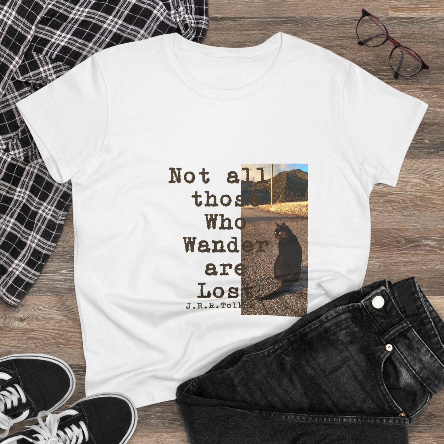 Wandering Kitty Women's Midweight Cotton Tee