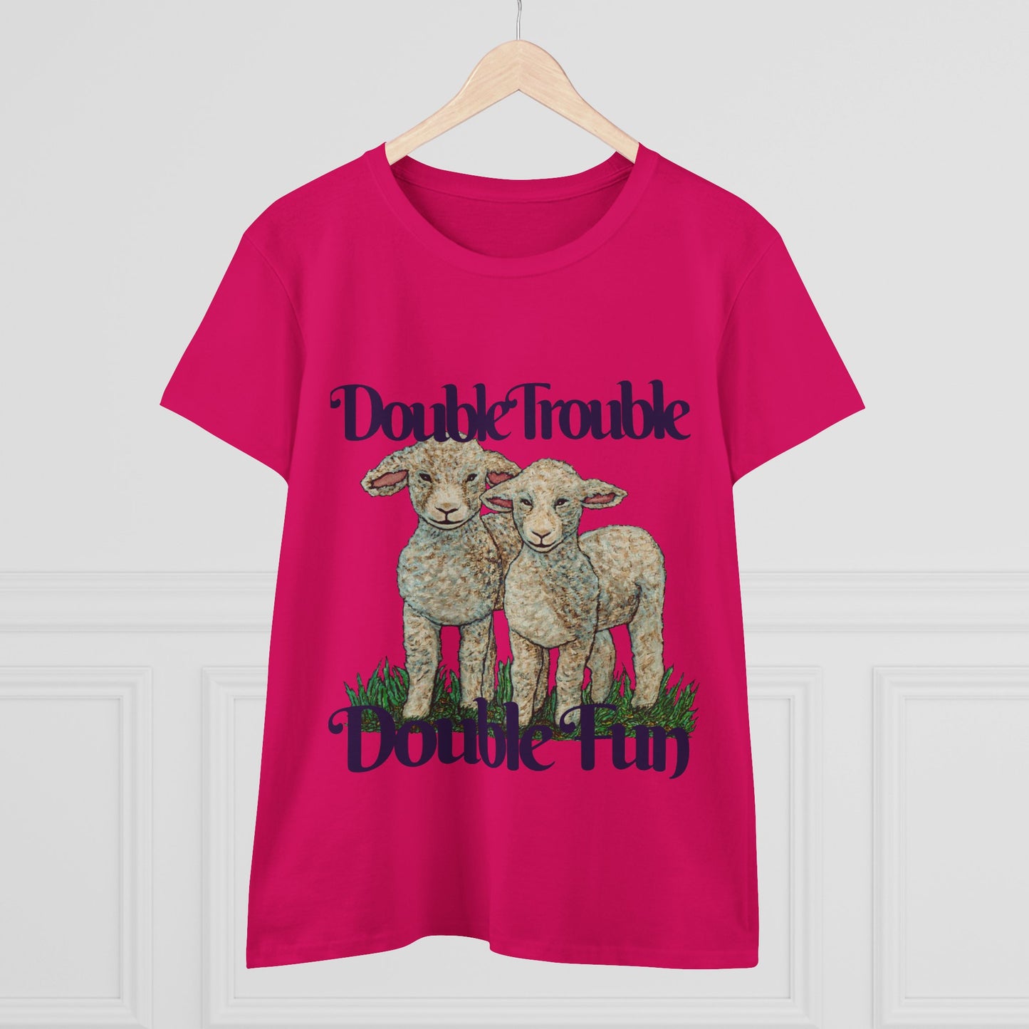 Double Trouble Double Fun Women's Midweight Cotton Tee
