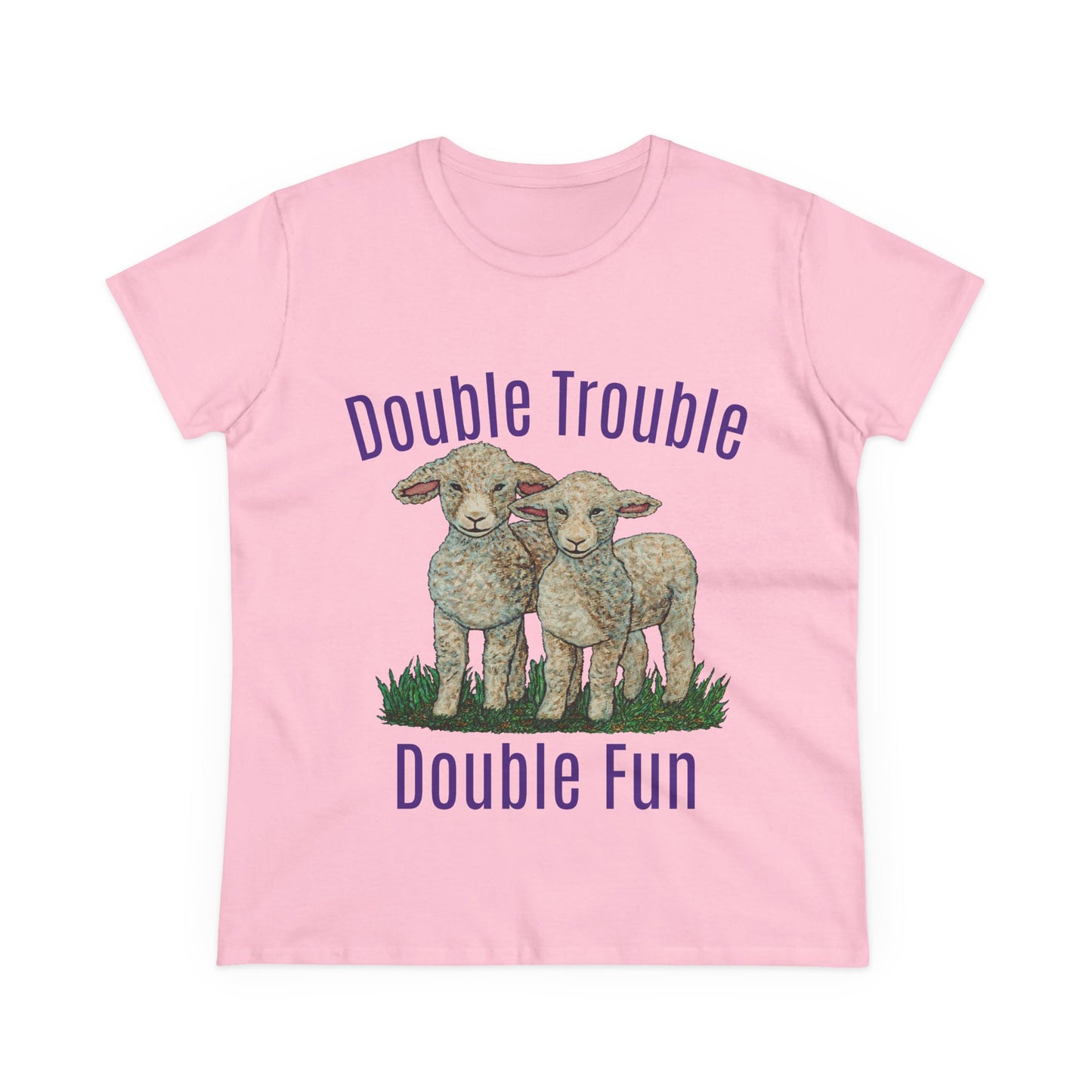 Double Trouble Double Fun Women's Midweight Cotton Tee